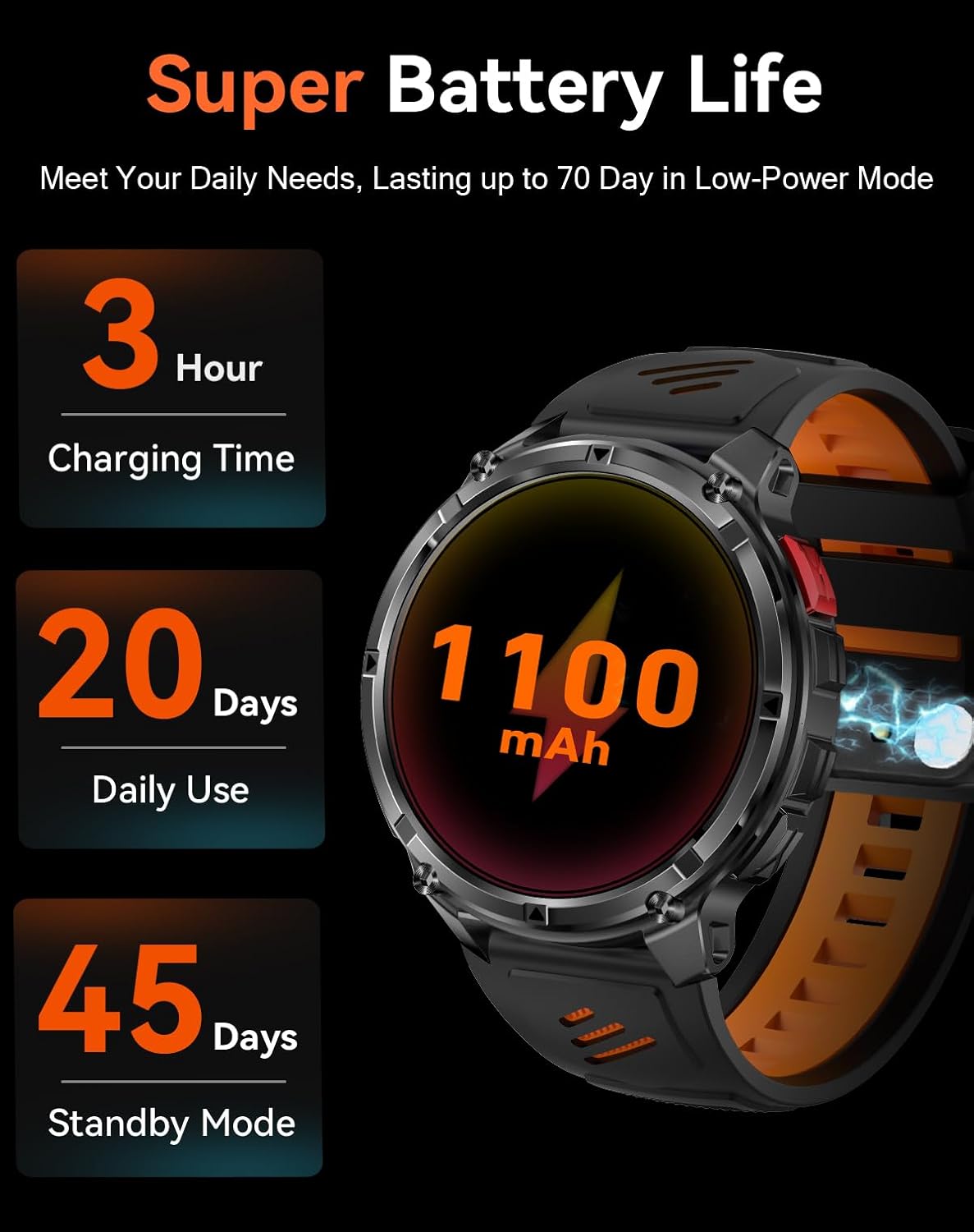 Smartwatch Uomo con Chiamate Bluetooth, Viola - immagine 4