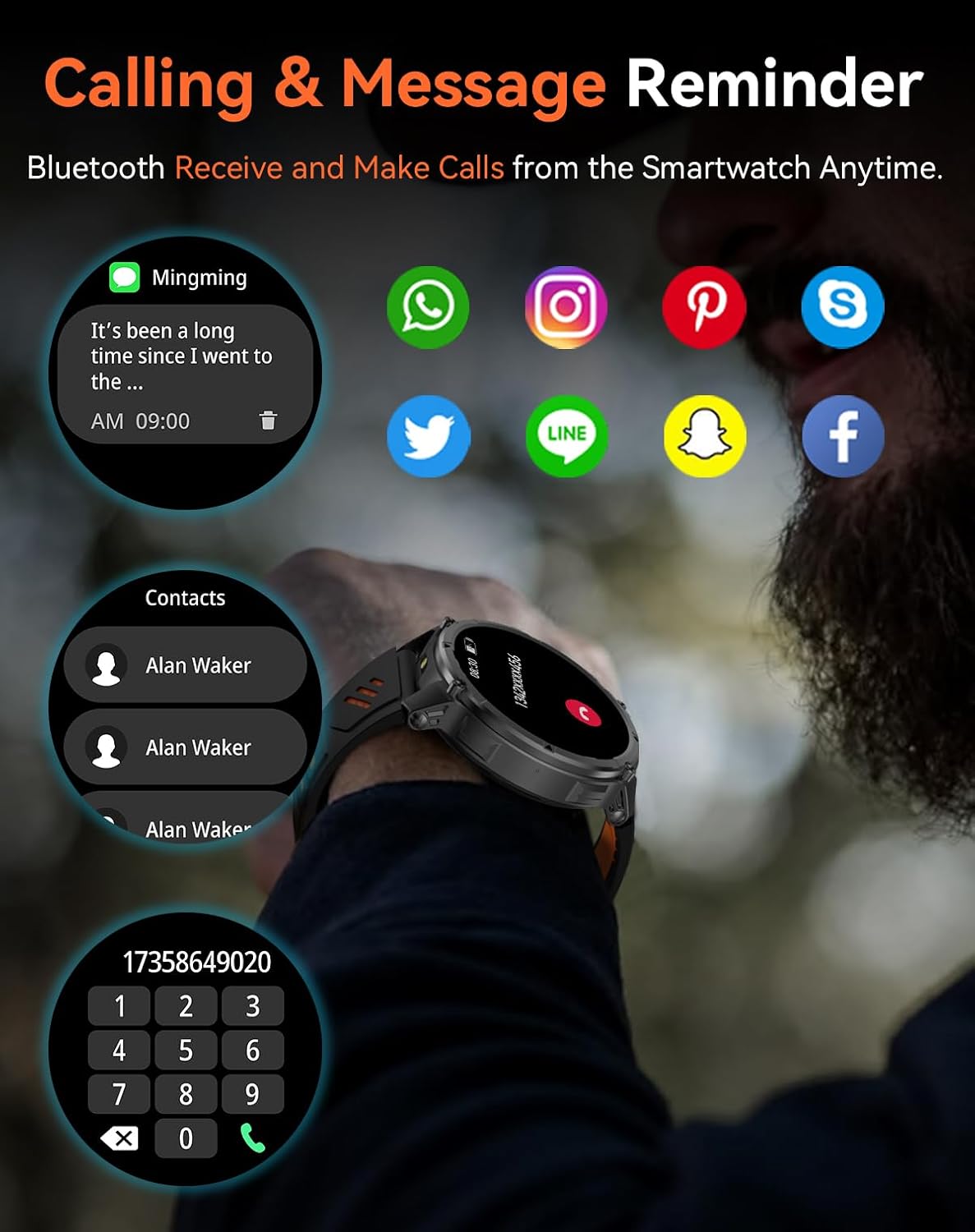 Smartwatch Uomo con Chiamate Bluetooth, Viola - immagine 5