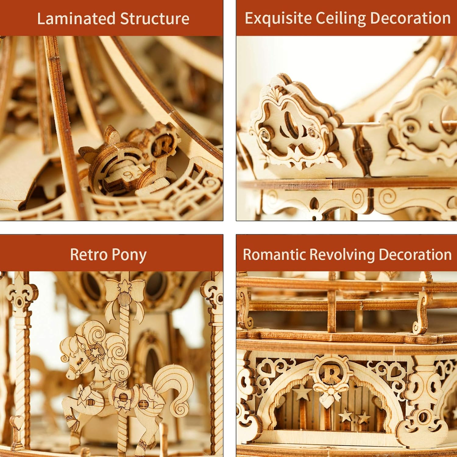 Rokr Puzzle 3D di Legno Carosello Rotante Musica - immagine 3