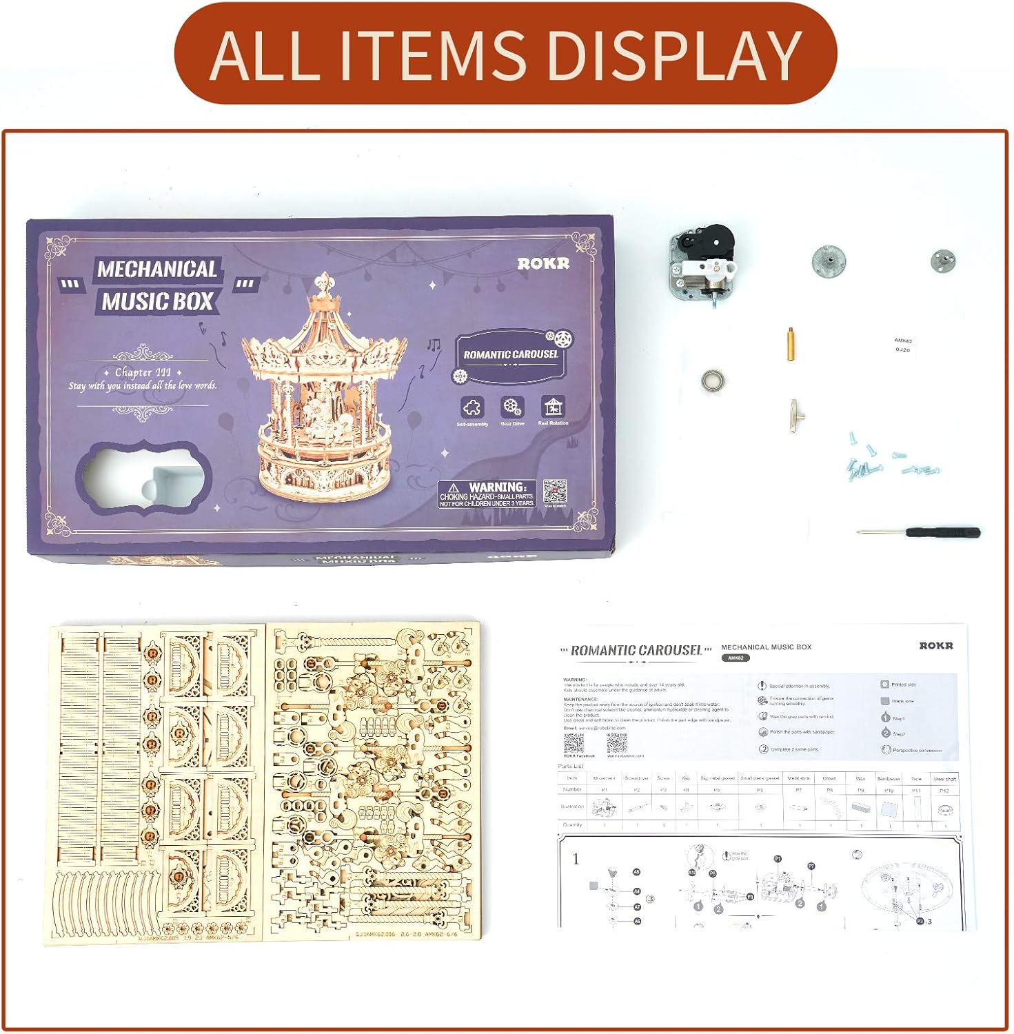 Rokr Puzzle 3D di Legno Carosello Rotante Musica - immagine 6