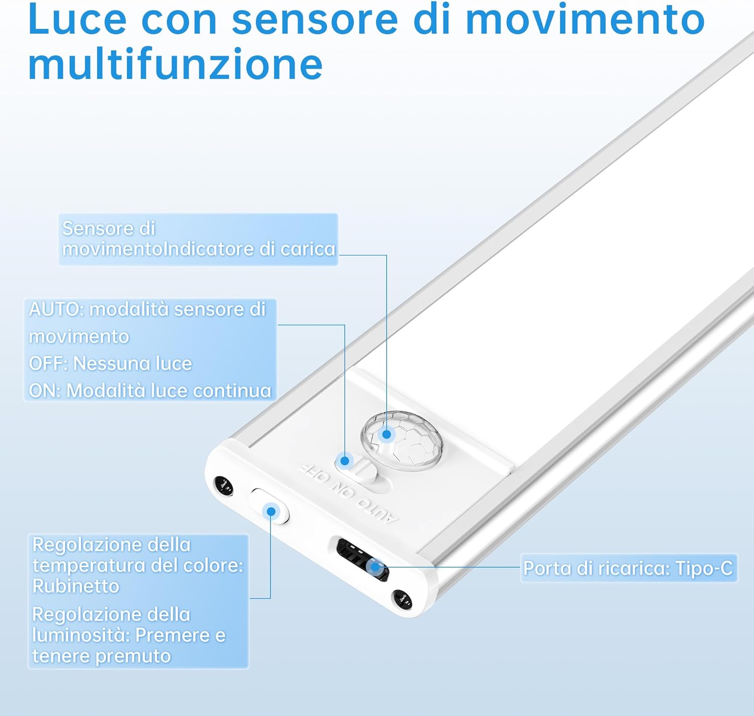 Luci LED Sottopensile Cucina 20cm (5 Pezzi) - immagine 4