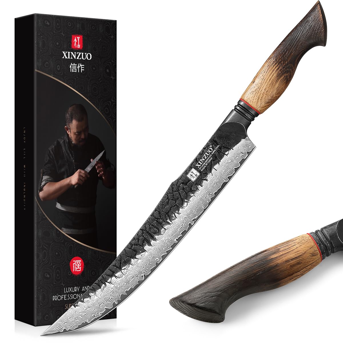 Xinzuo Coltello per Affettare Carne Damasco 25,5cm