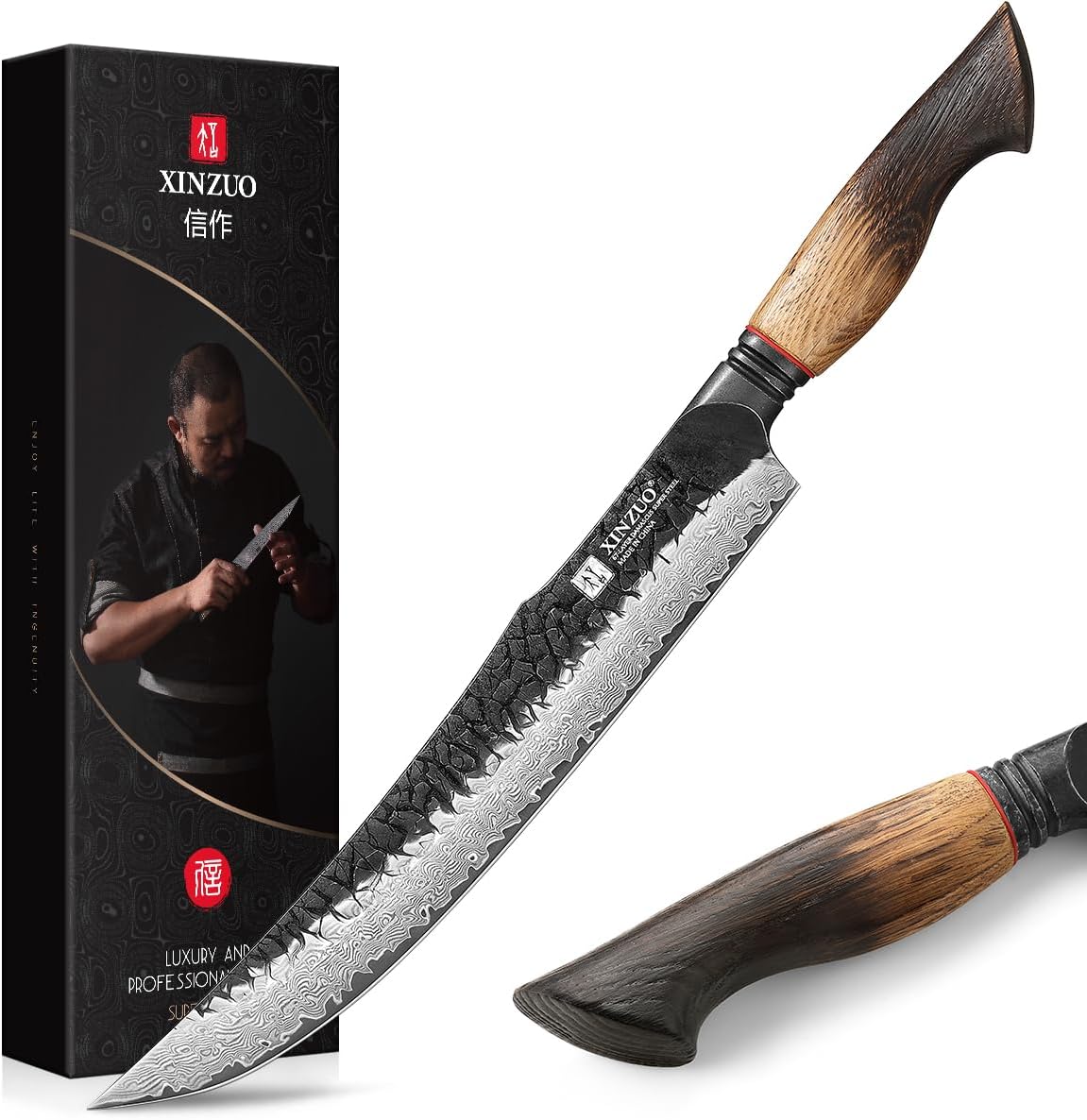 Xinzuo Coltello per Affettare Carne Damasco 25,5cm - immagine 1