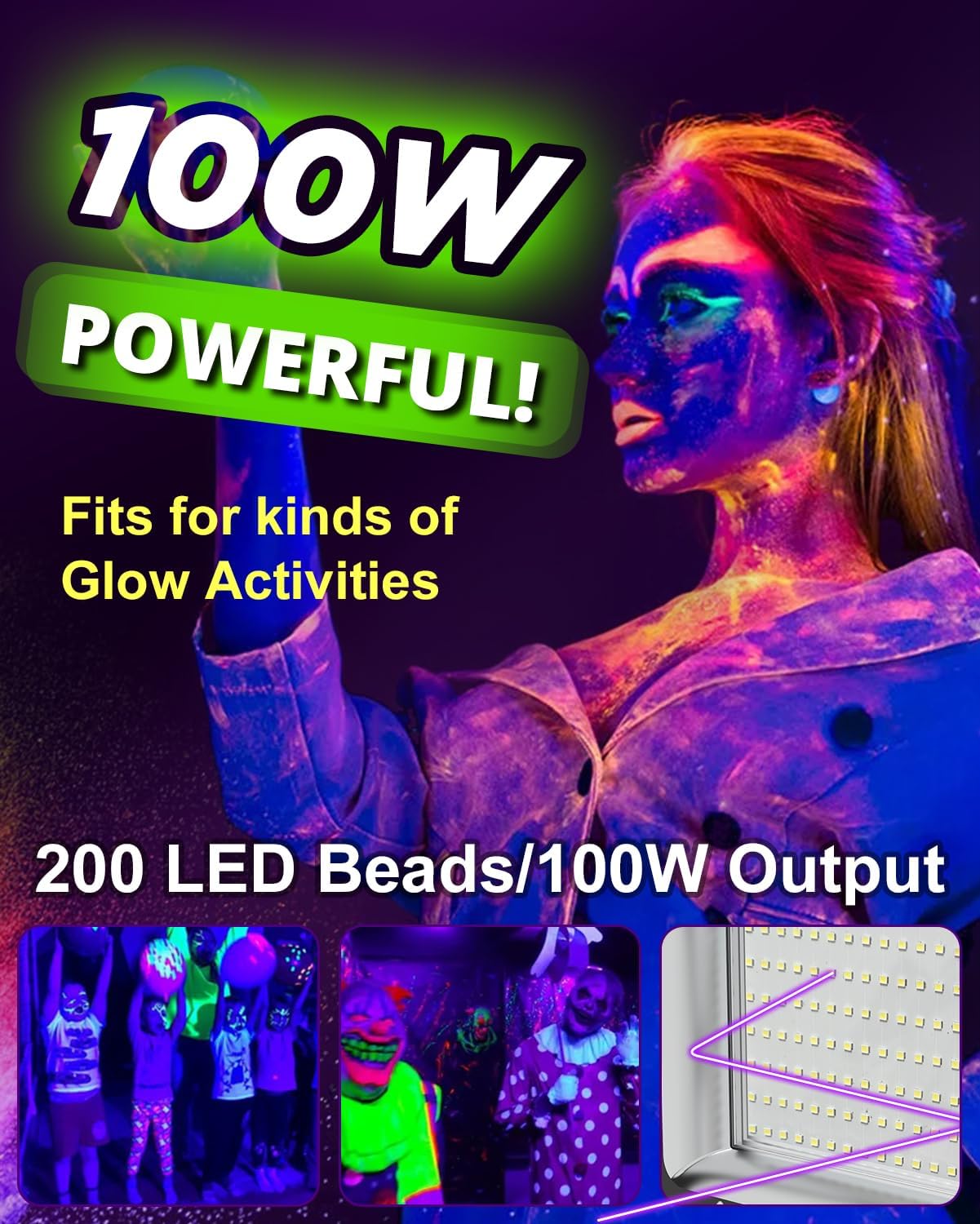 Faretto UV LED 100W, Set da 2 Pezzi - immagine 3