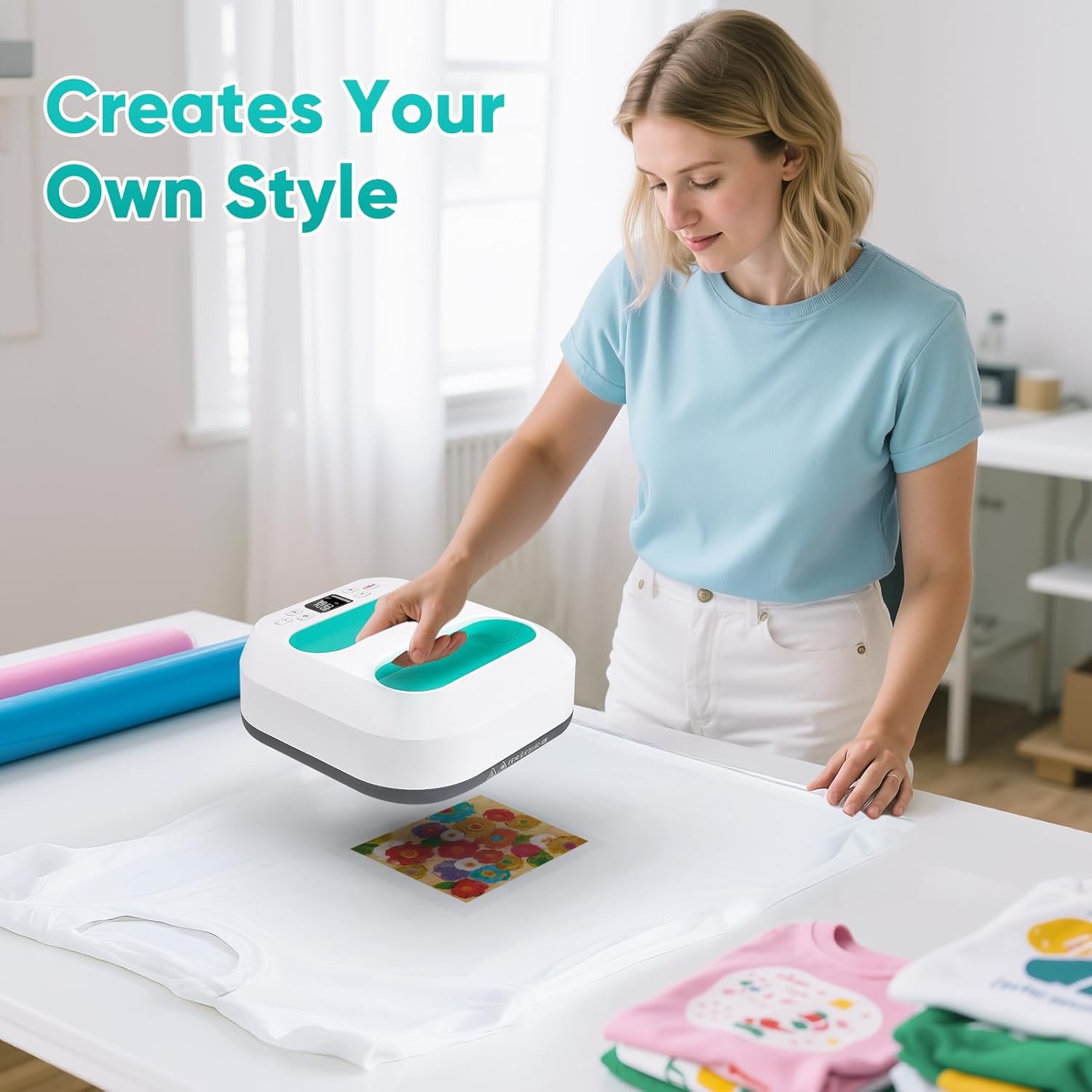 Pressa a Caldo Portatile per Tessuti 22.5x22.5CM - immagine 7