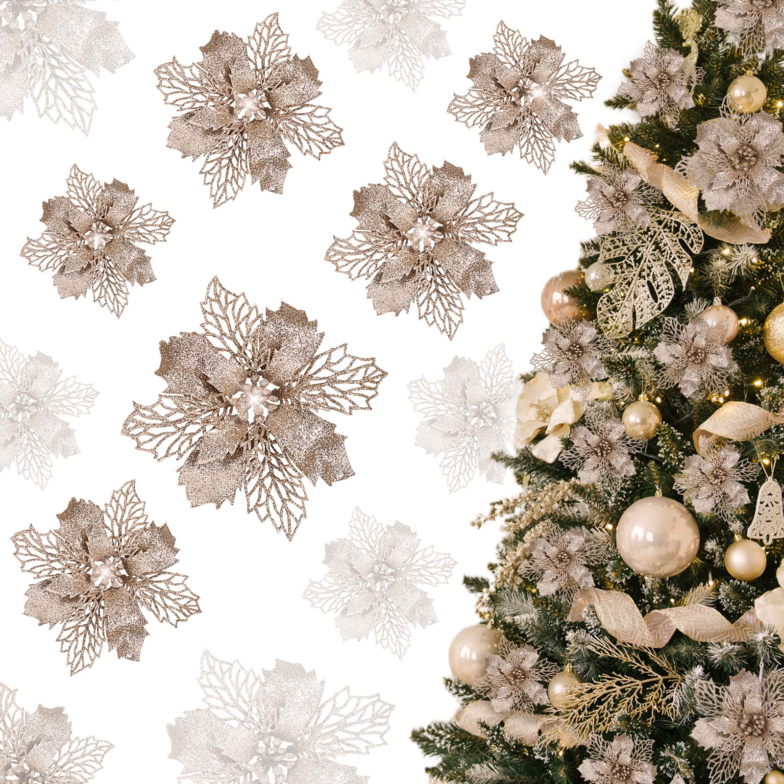 Gwhole Fiori per Albero di Natale Champagne 21 pezzi