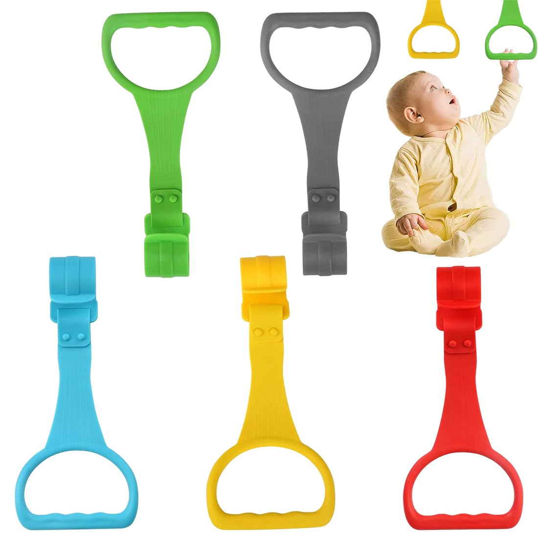 5 Pezzi Anelli Box Bambini, Maniglie Box Bambini, Anelli Lettino Bambini, Anelli Box Bambini per Alzarsi in Piedi