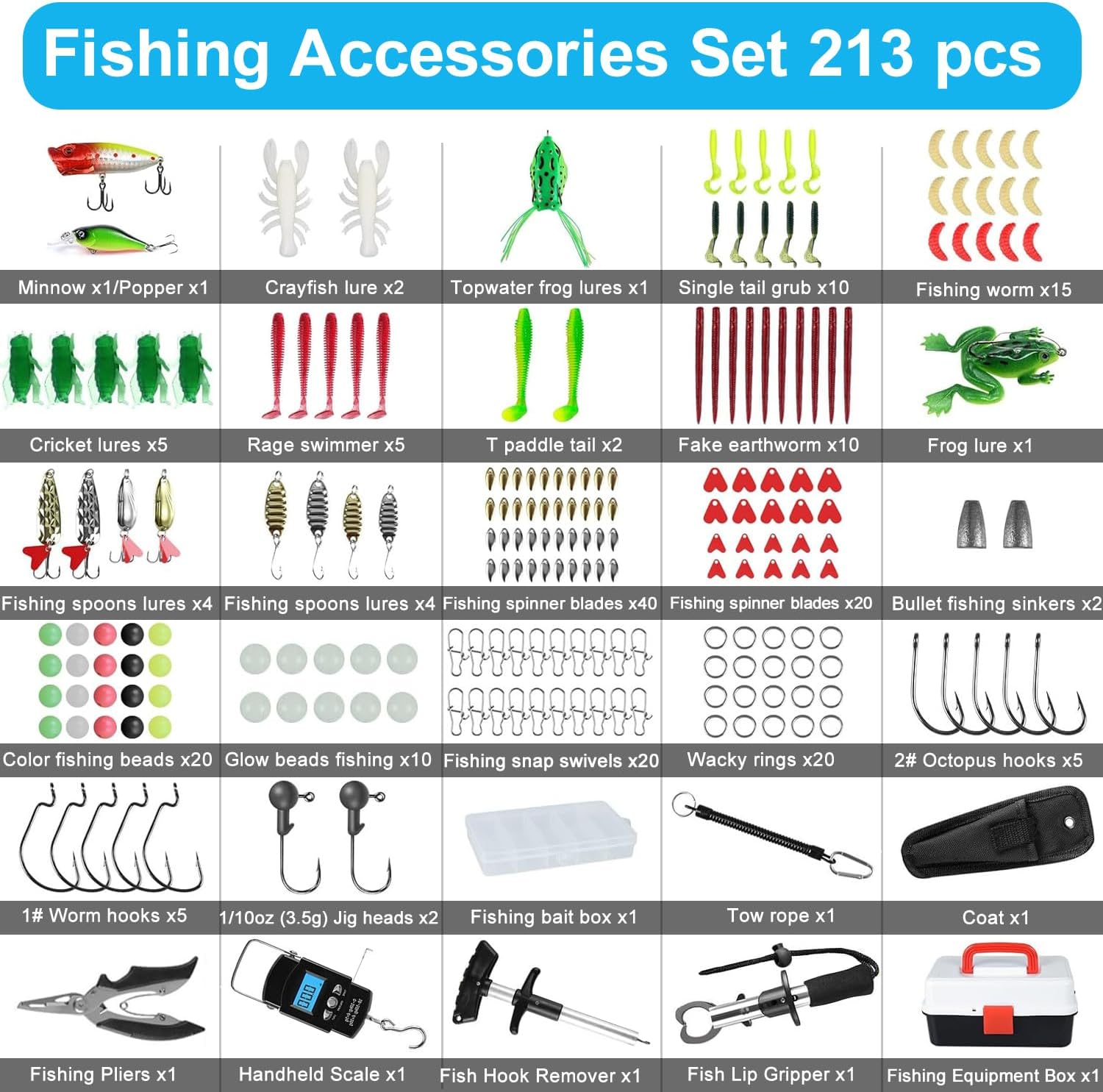 Kit da Pesca 213 Pezzi con Cassetta Portabile - immagine 2