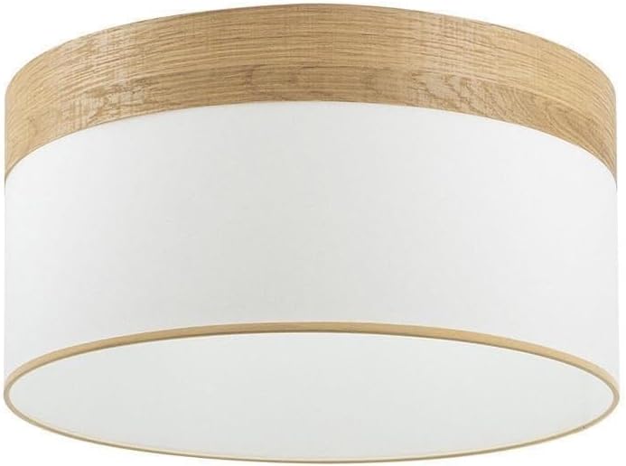 Prendeluz Paralume Sospeso 50x50x22 cm, Bianco e Legno Chiaro