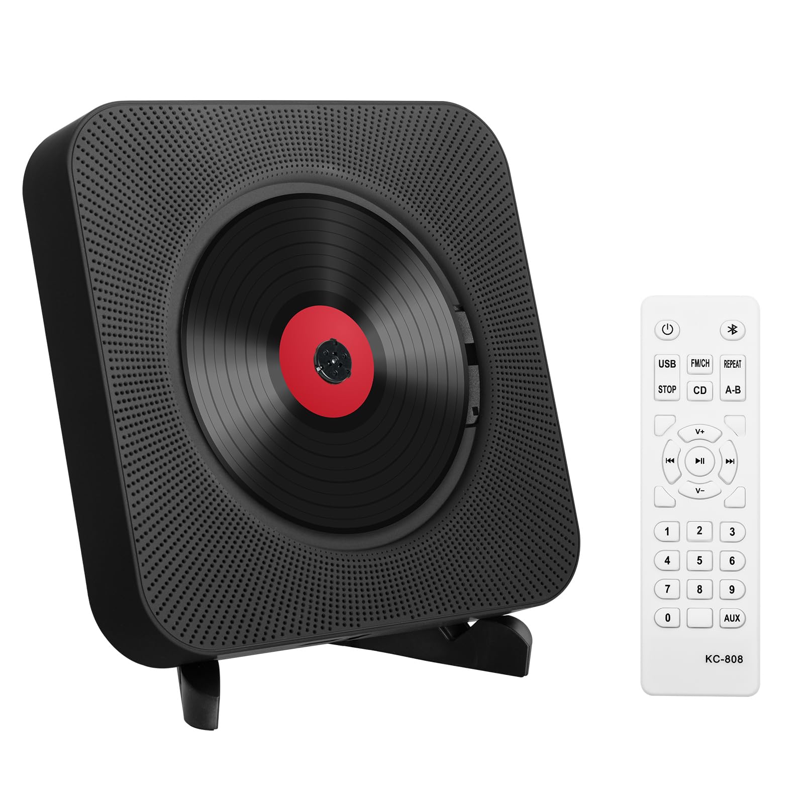 Lettore CD Portatile da Tavolo con Bluetooth, Nero