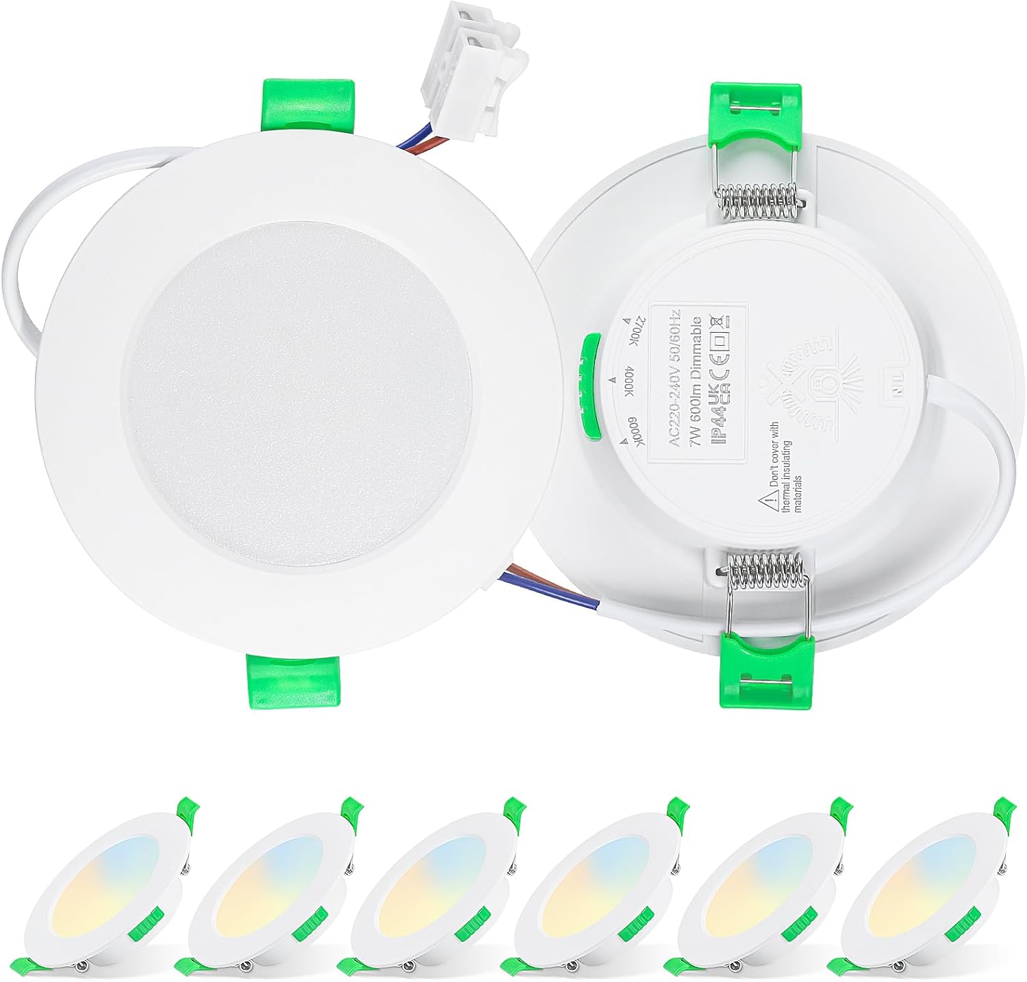 Faretto LED da Incasso 7W Dimmerabile, Set 6 pezzi - immagine 1