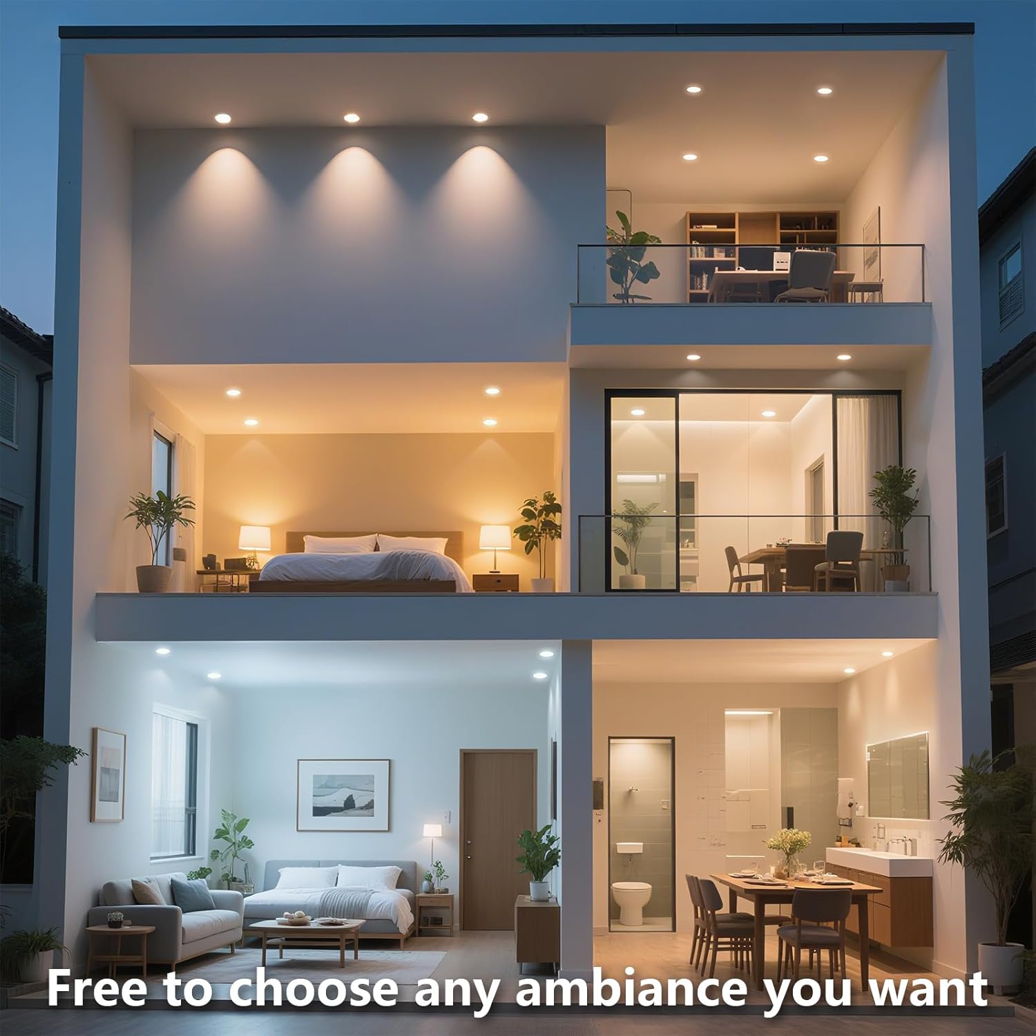 Faretto LED da Incasso 7W Dimmerabile, Set 6 pezzi - immagine 4