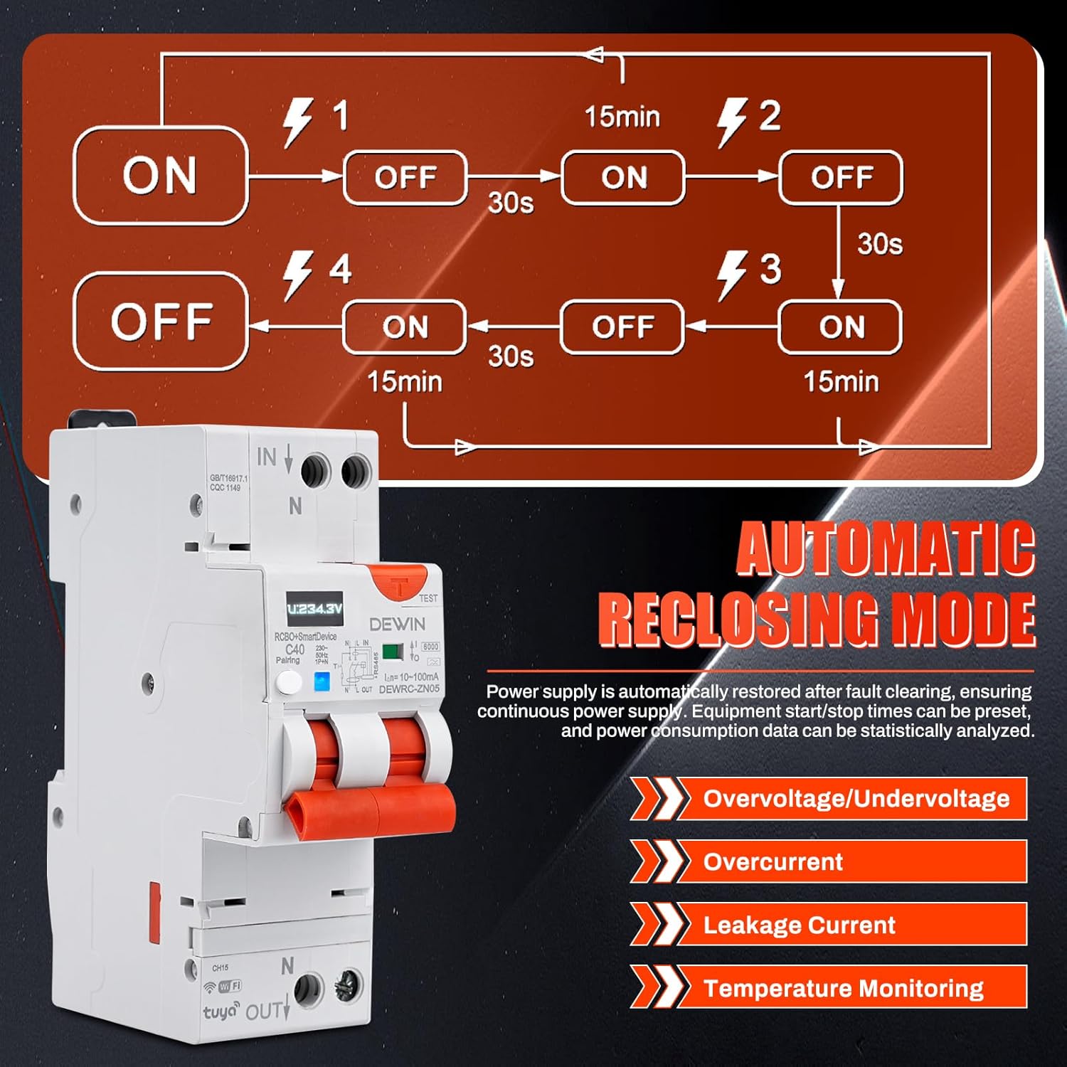 Dewin Salvavita con Riarmo Automatico WiFi 1P+N 40A - immagine 5