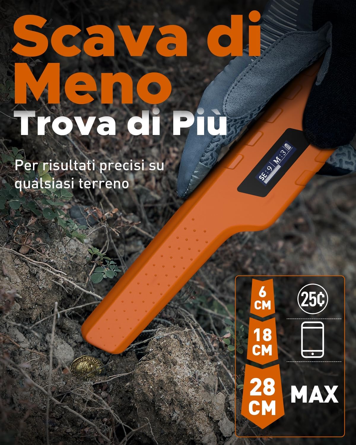 Pinpointer Metal Detector Impermeabile IP68 Ricaricabile - immagine 2