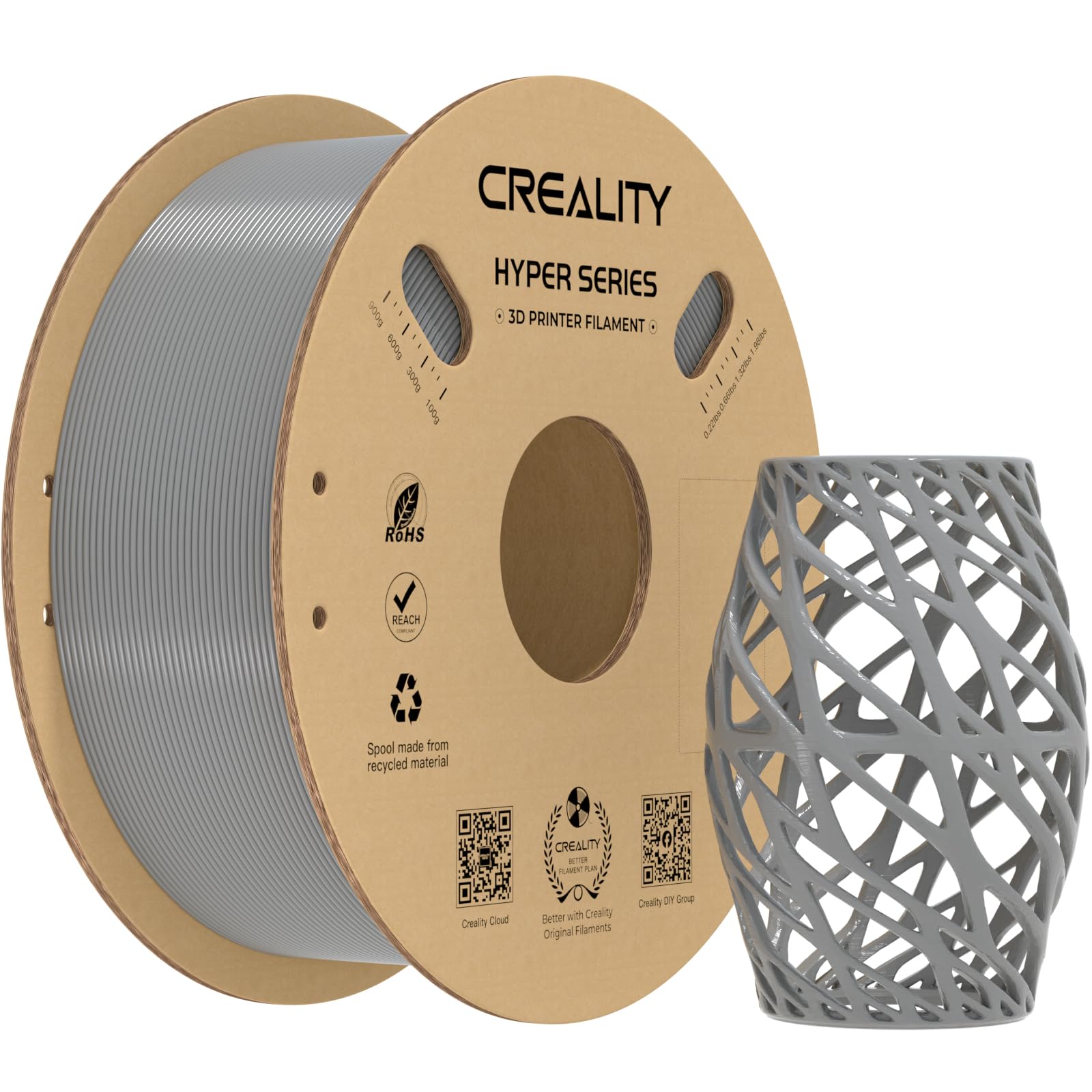 Creality Hyper PETG Filamento 1.75mm, Grigio