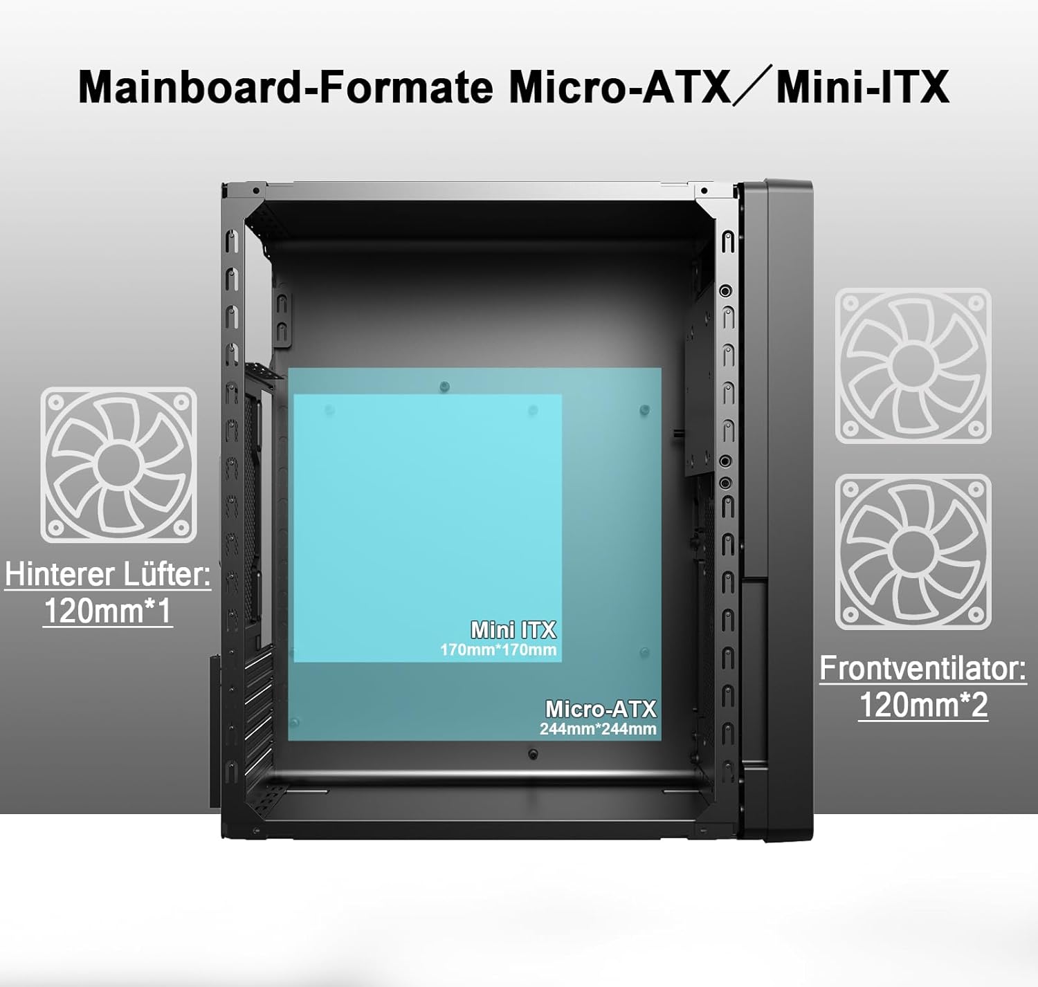 PC Case Micro-ATX Mini Tower SPCC 0,8mm - immagine 2