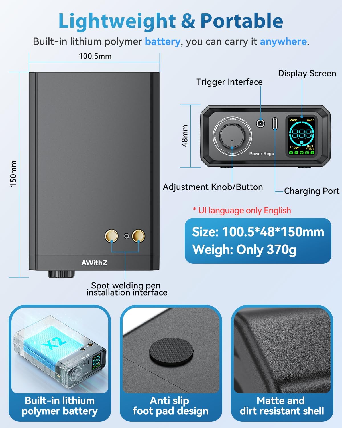 AWithZ Saldatrice a Punti 9000W per Batteria UK1 - immagine 6