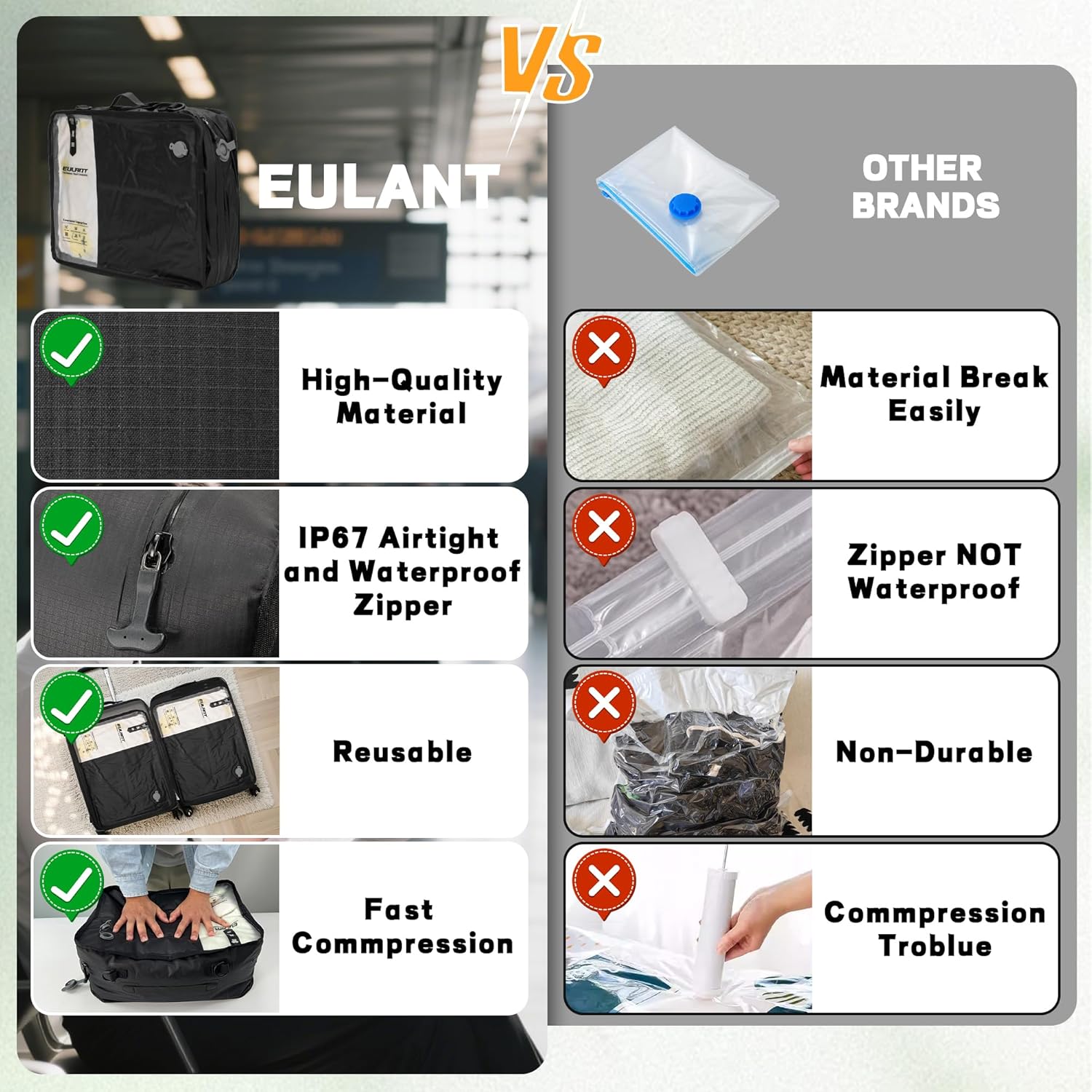 Eulant 20'' Sacchetti Sottovuoto Professionali da Viaggio - immagine 6