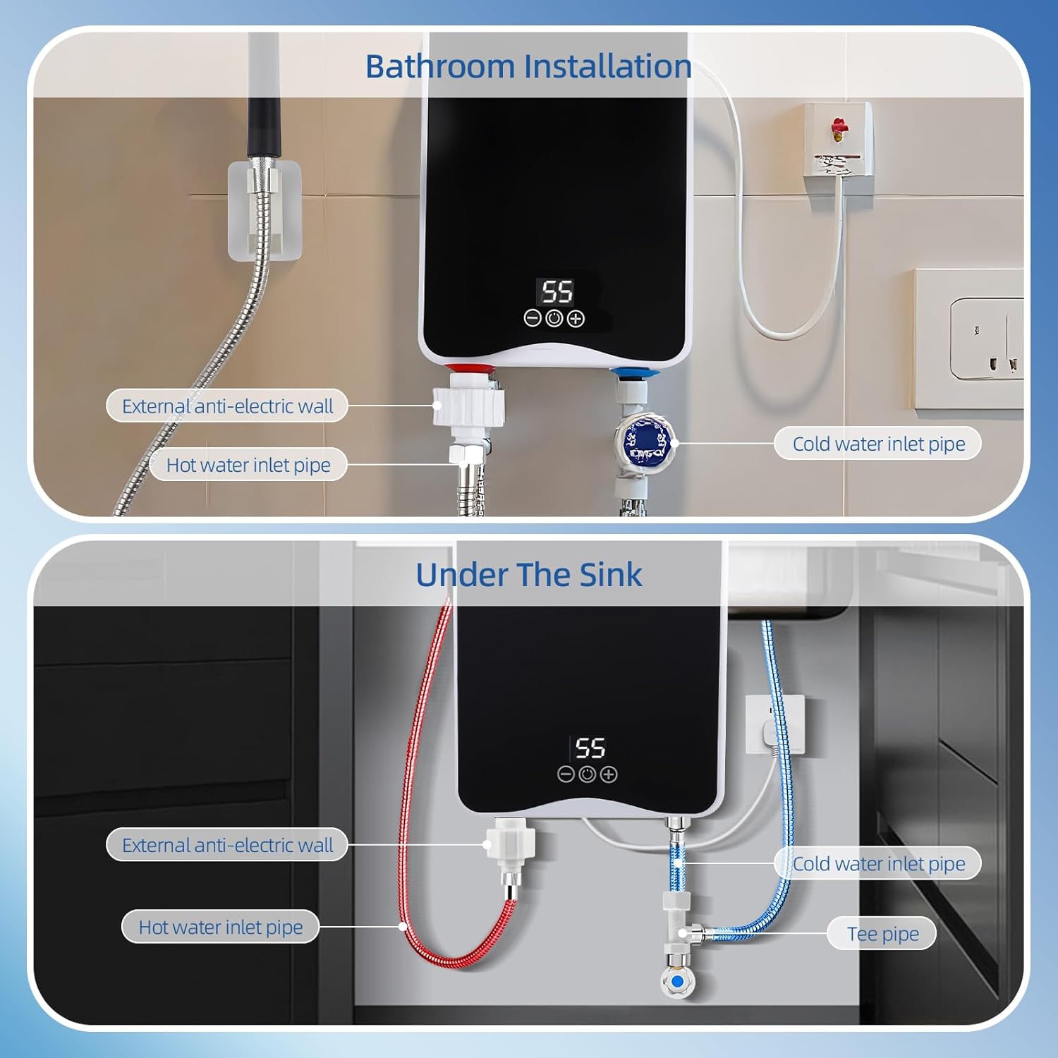 Scaldacqua Elettrico Istantaneo 5500W con Kit Doccia - immagine 7