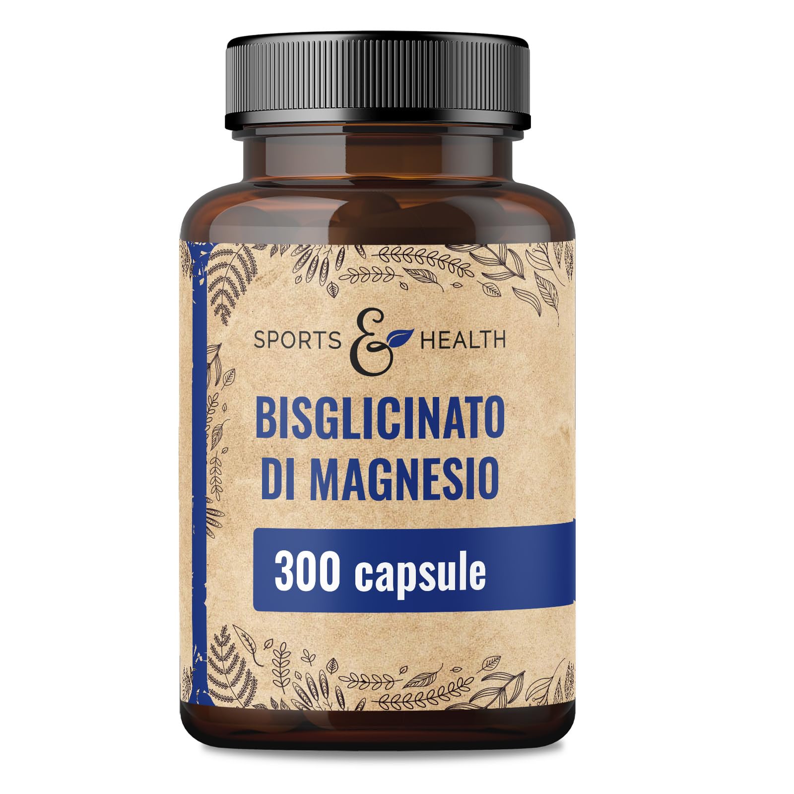 Magnesio Bisglicinato Capsule – 300 Capsule ad Alto Dosaggio – Bisglicinato di Magnesio 400 mg per Dose Giornaliera – Vegano – Magnesium Glycinate