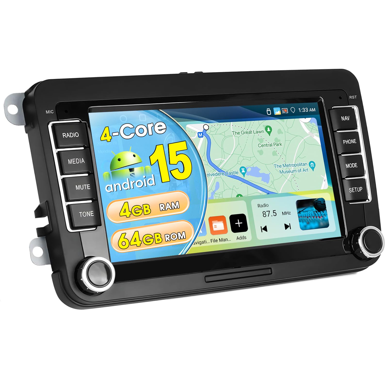 Autoradio CarPlay 4G+64G per VW/Seat/Skoda/Passat/Golf/Polo
