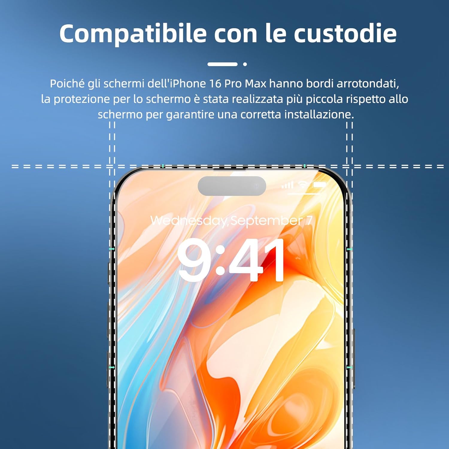 New'c 3 Pezzi Pellicola Vetro Temperato iPhone 16 Pro Max - immagine 4