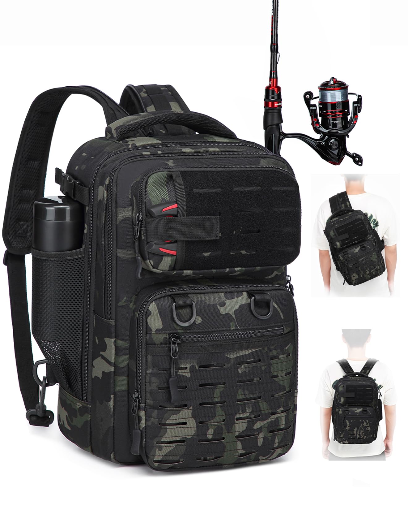 Zaino da pesca 2 in 1 con supporto canna 25L