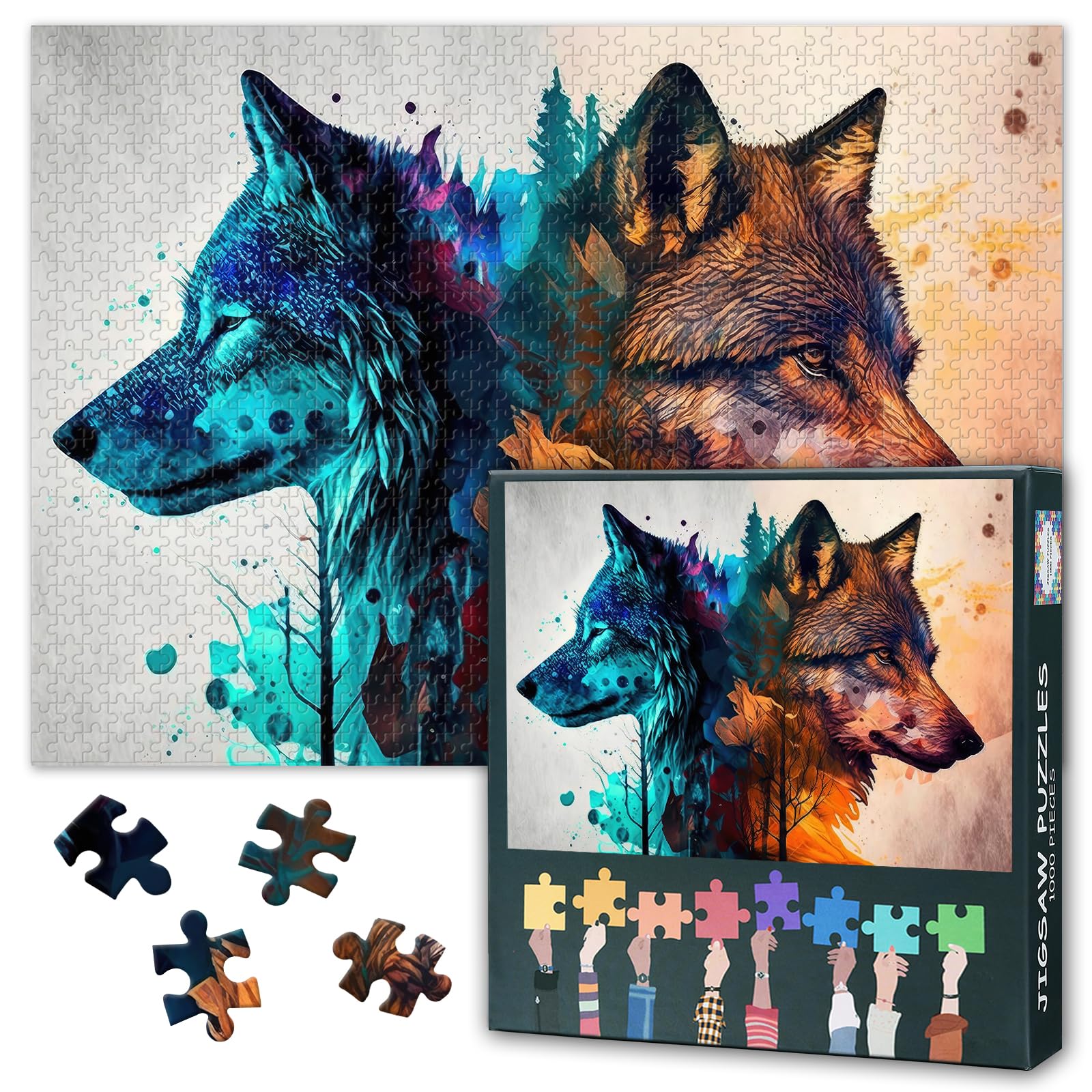 Lupo Puzzle 1000 Pezzi Adulti Animali Selvatici Gioco di Abilità Impossibile per Tutta la Famiglia, 70 x 50 cm, Puzzle 1000 Pezzi per Adulti, Gioco Educativo Sfida