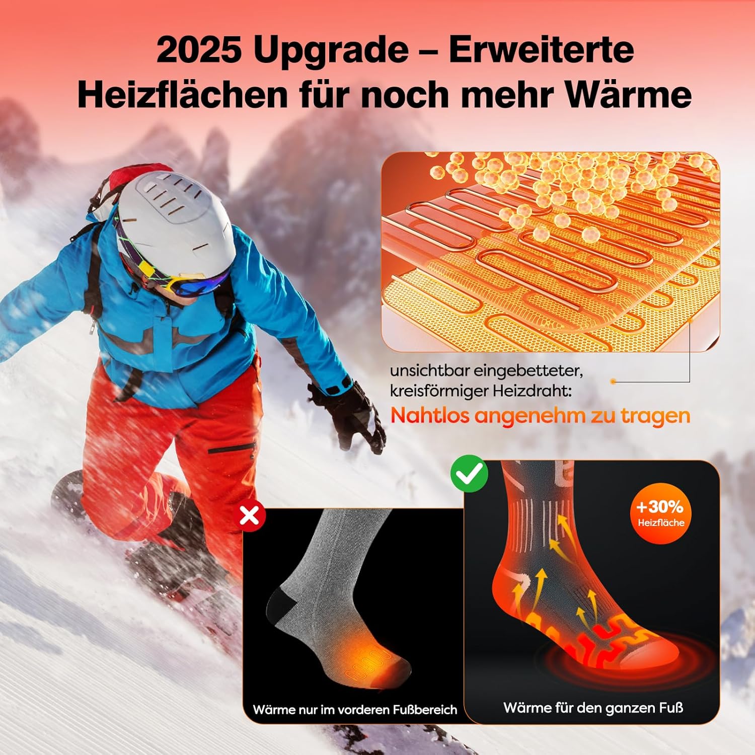 Calze Riscaldate Uomo Donna 5V 6000mAh con APP - immagine 2