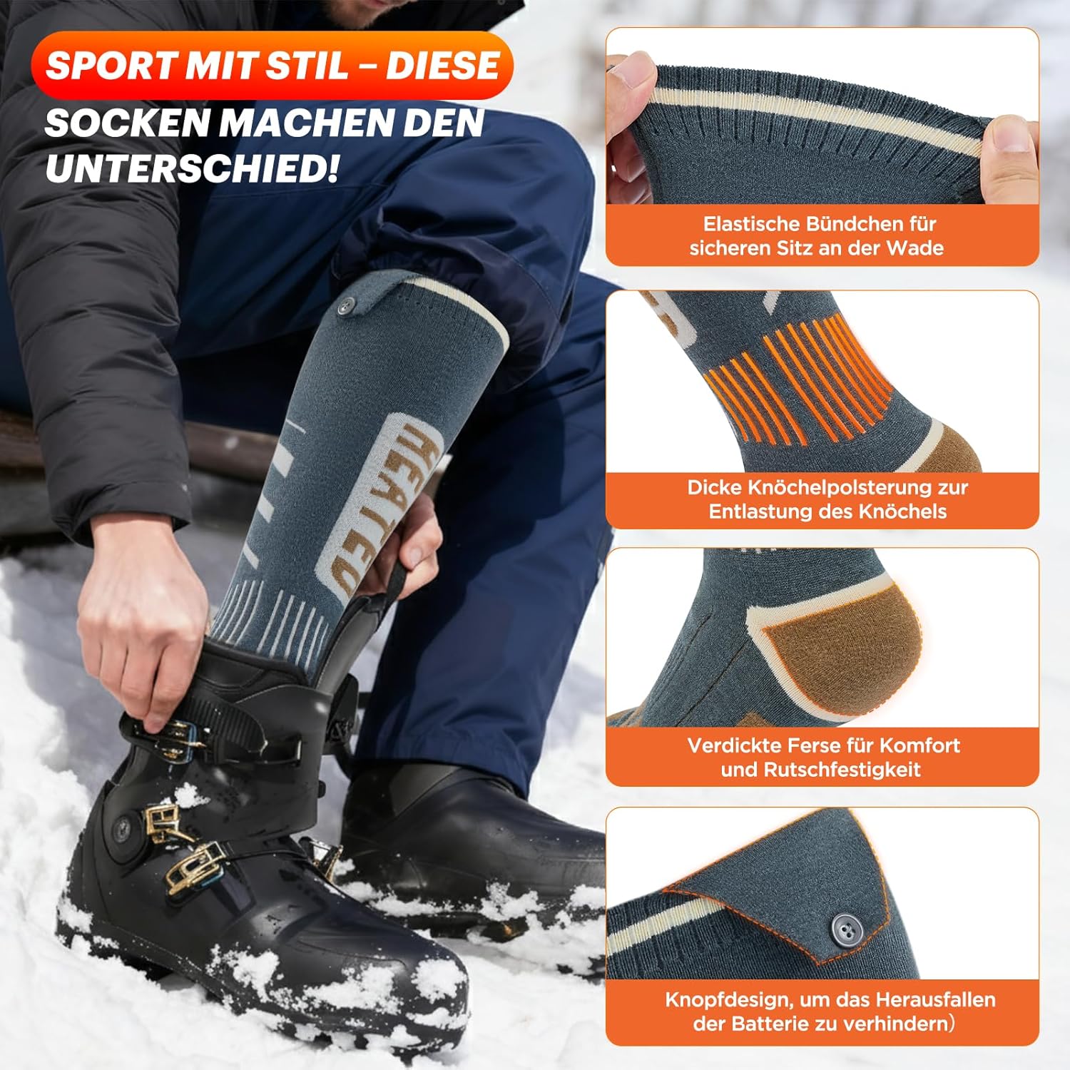 Calze Riscaldate Uomo Donna 5V 6000mAh con APP - immagine 6