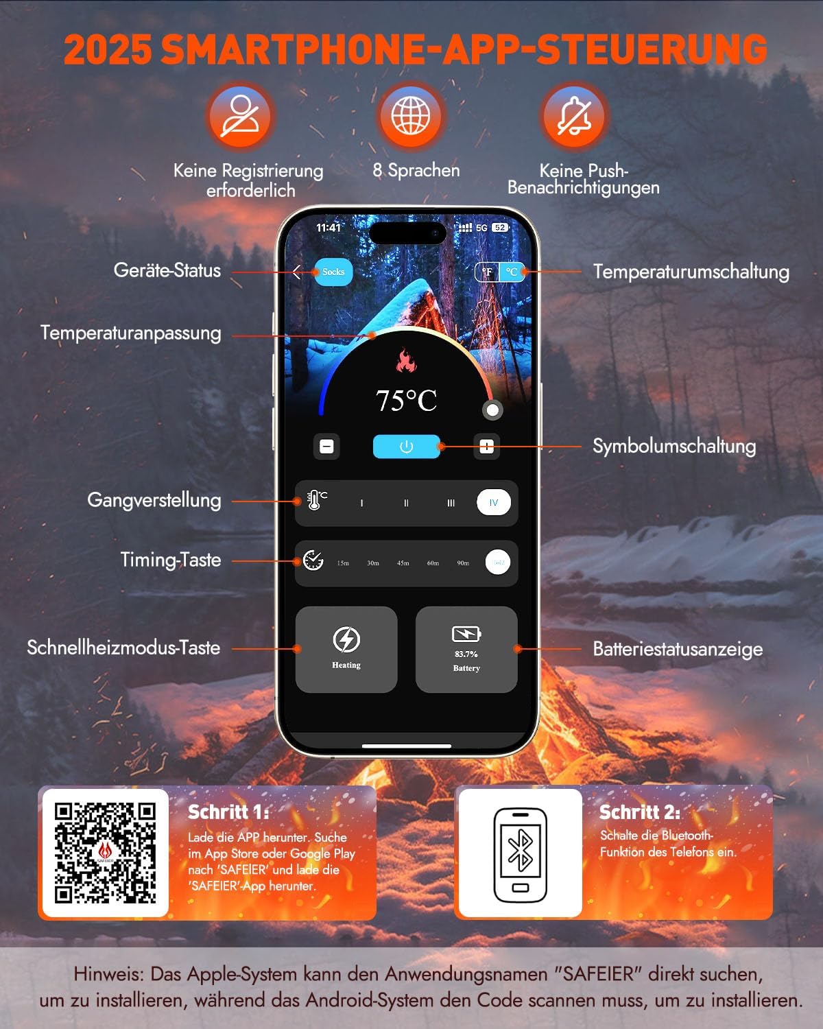 Calze Riscaldate Uomo Donna 5V 6000mAh con APP - immagine 7