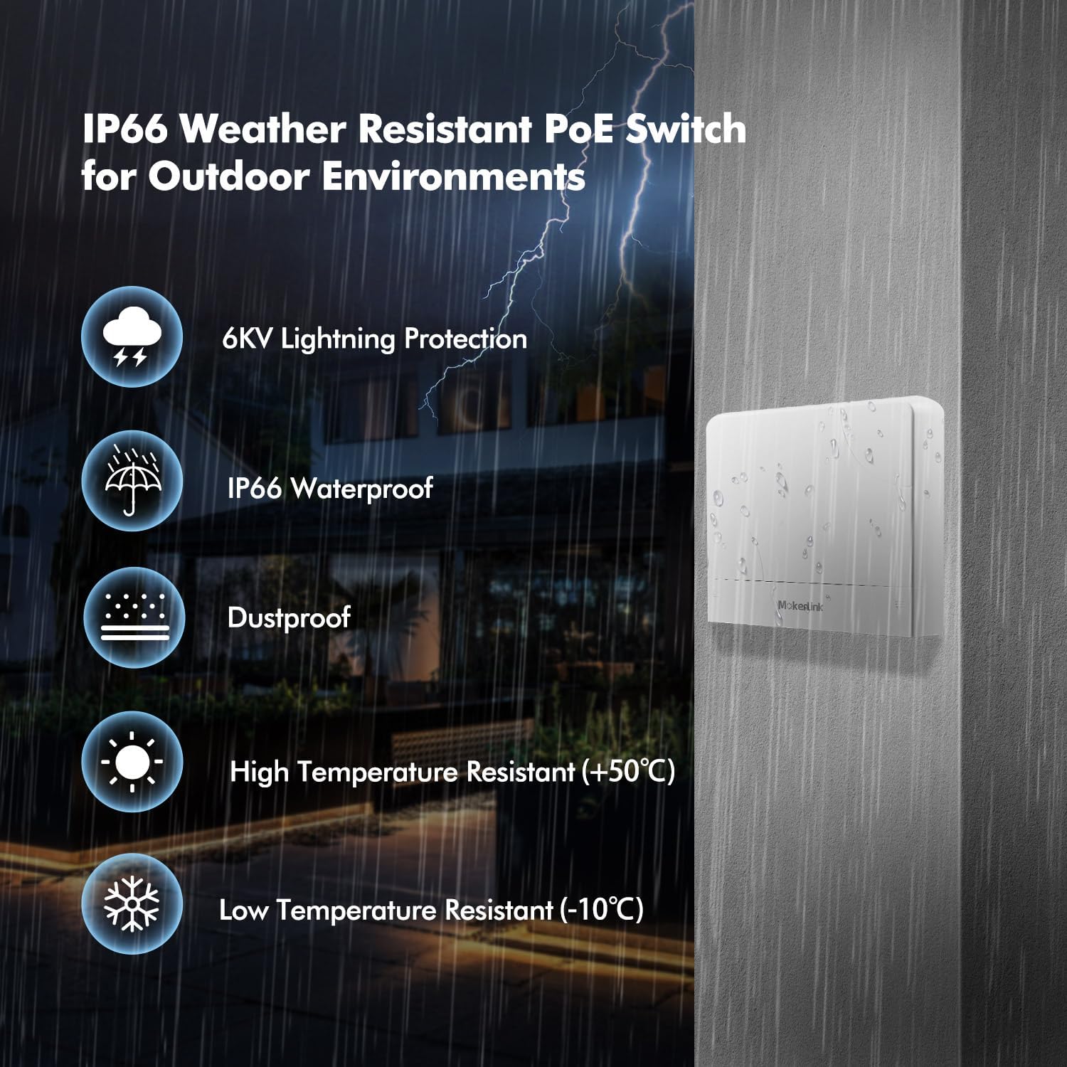 Mokerlink Switch Gigabit PoE 8 Porte per Esterni 120W - immagine 4