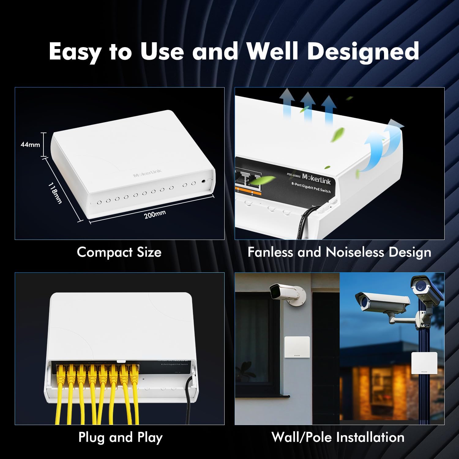 Mokerlink Switch Gigabit PoE 8 Porte per Esterni 120W - immagine 5