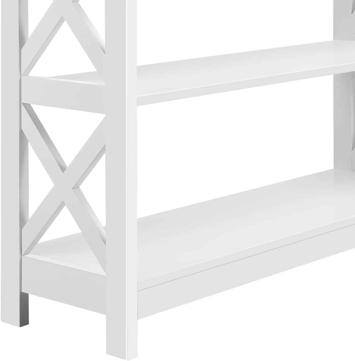 Yaheetech Tavolo da Console con Ripiani e Cassetti, Bianco - immagine 7