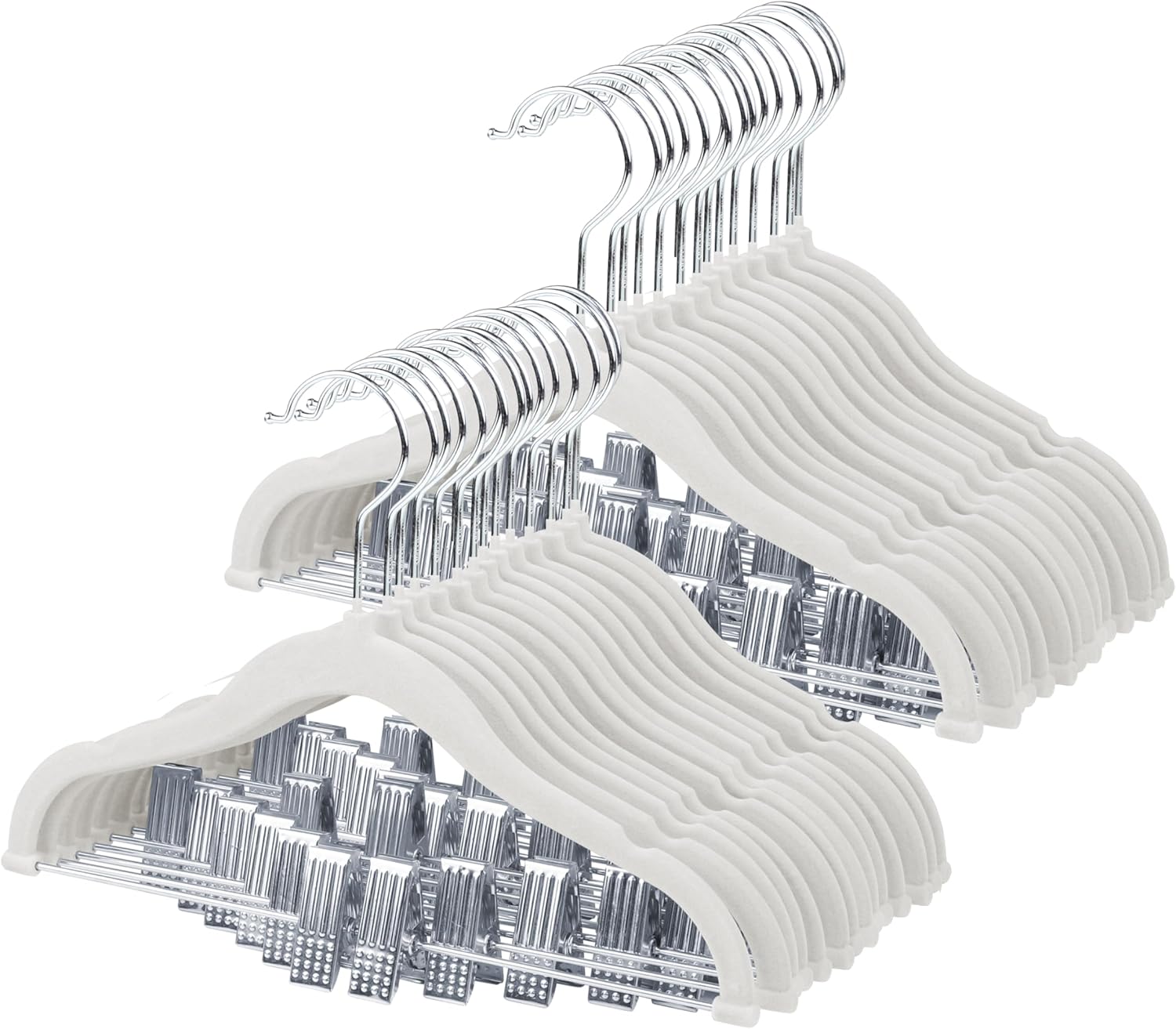 ManGotree Grucce Velluto Bambini 30cm con Clip (28 pz, Bianco) - immagine 1