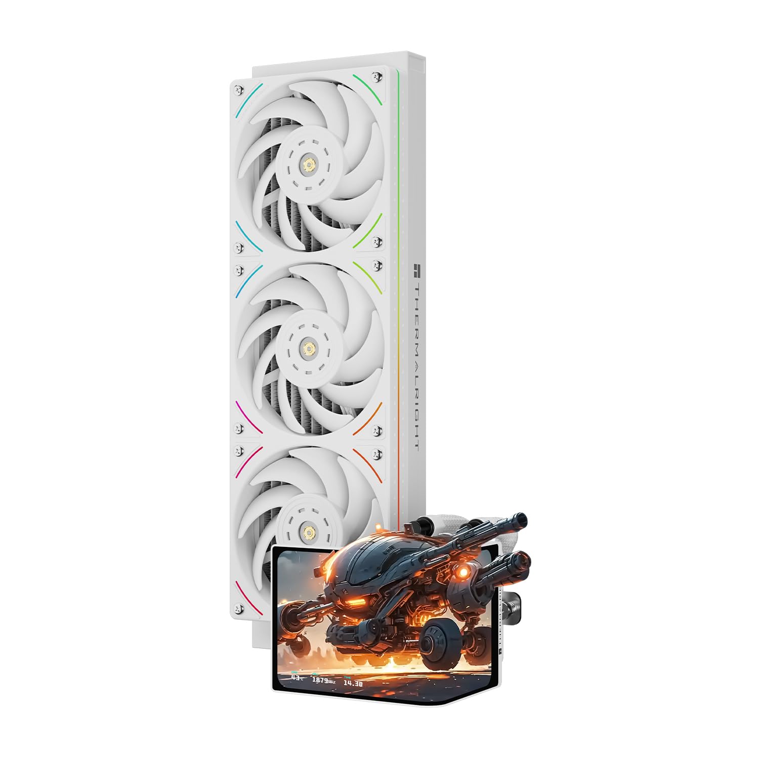 TR Levita Vision 360 UB ARGB - Raffreddatore per CPU bianco da 6,67" con risoluzione 2400 x 1080, per AM4/AM5, LGA1851/1700, 7:3 rapporto di aspetto 3D