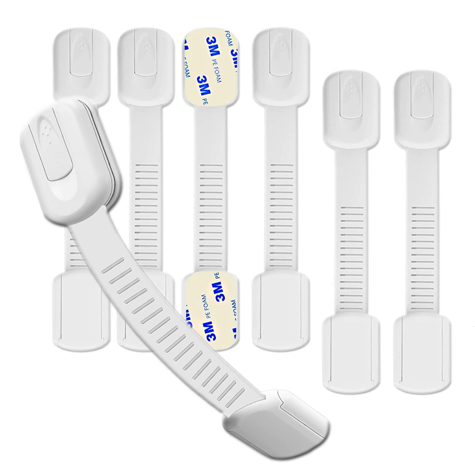 Hion 6 Pezzi Sicurezza Cassetti Bambini, Bambini Chiusure Sicurezza per Armadietto,Cassetto,Armadio,Frigorifero, Blocca Cassetti per bambini con 3M Adesivo Nessun Trapano Necessarioc - Bianca