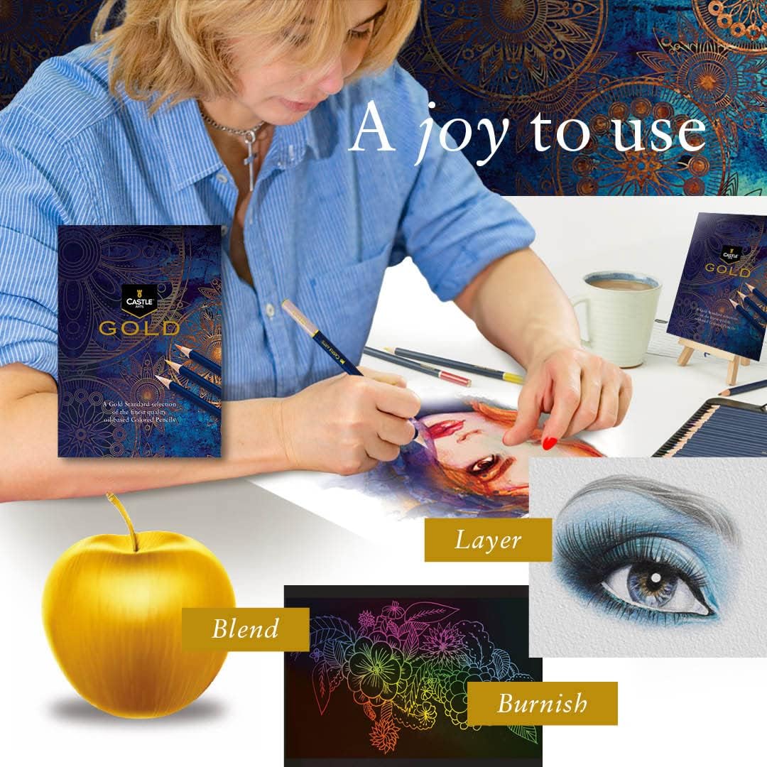 Castle Art Supplies - Set 120 Matite Colorate Qualità Oro - immagine 4