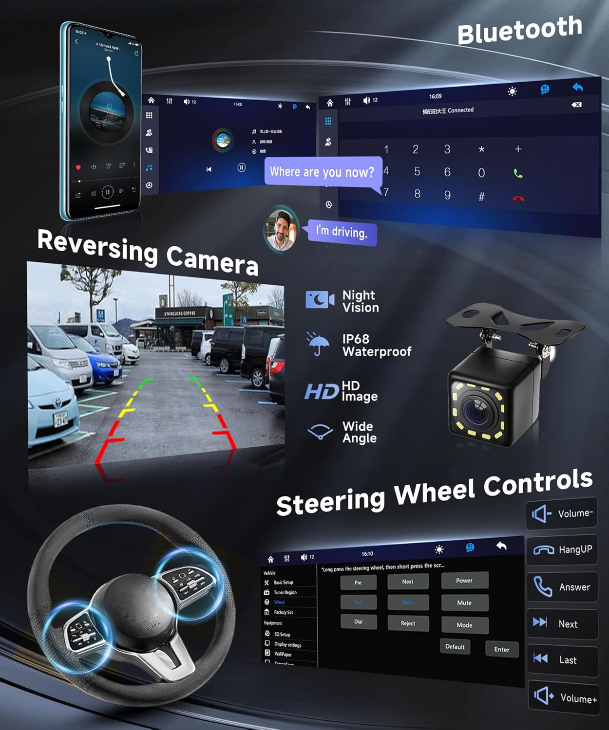 Autoradio 1 Din con Carplay Android Auto Wireless 6,8" - immagine 3