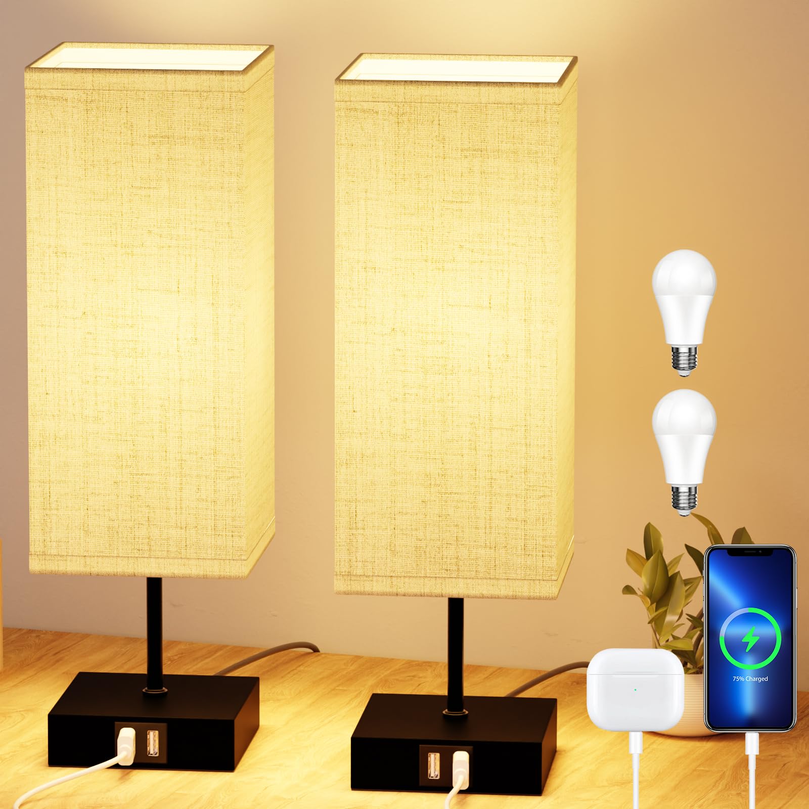 Lampada da Comodino Touch Dimmerabile Set 2