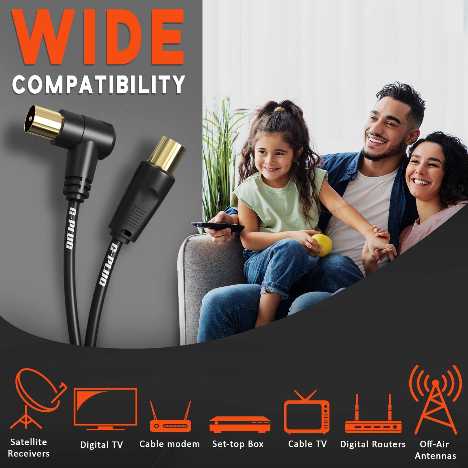 G-plug Cavo Antenna TV 2m ad Angolo Retto - immagine 2