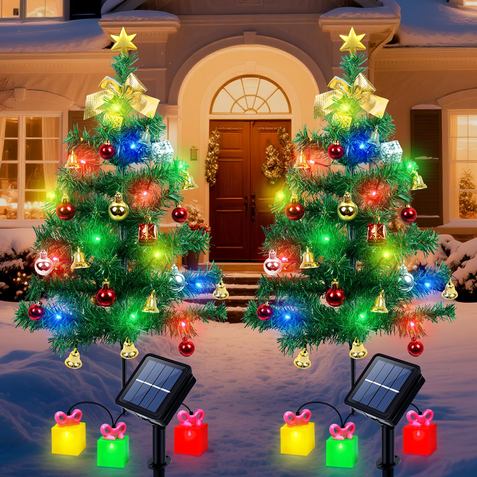 Qoosea Albero di Natale Luci Solari da Giardino 2 Pezzi