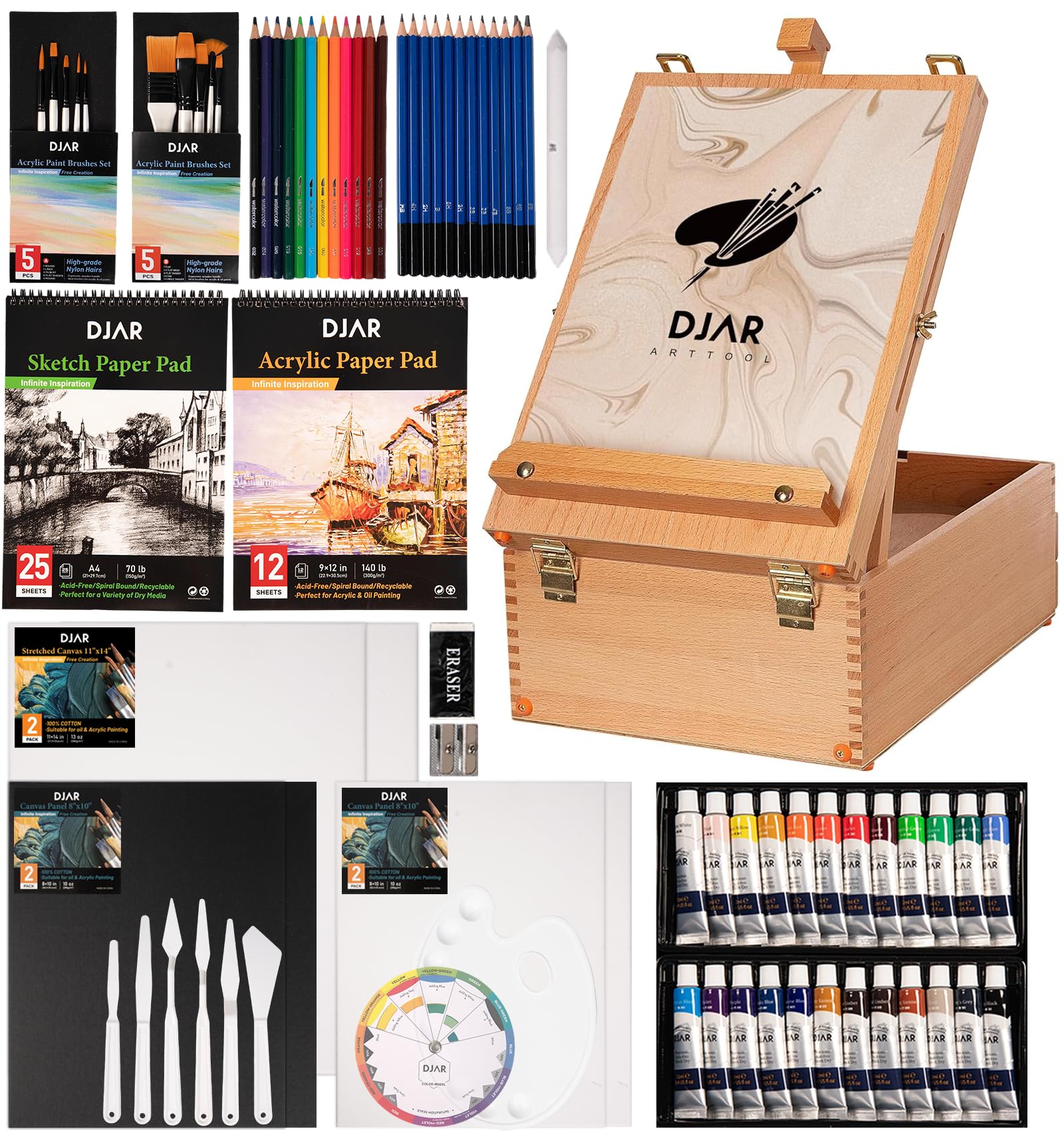 Djar Set Colori Acrilici Professionali 79 pezzi