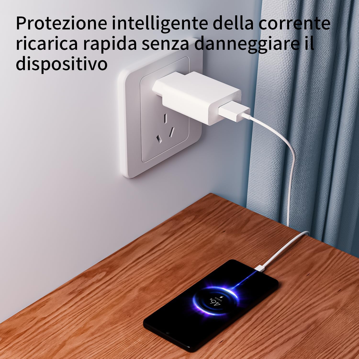 Caricatore Cellulare Rapido 18W USB Tipo C con Cavo 2m - immagine 4