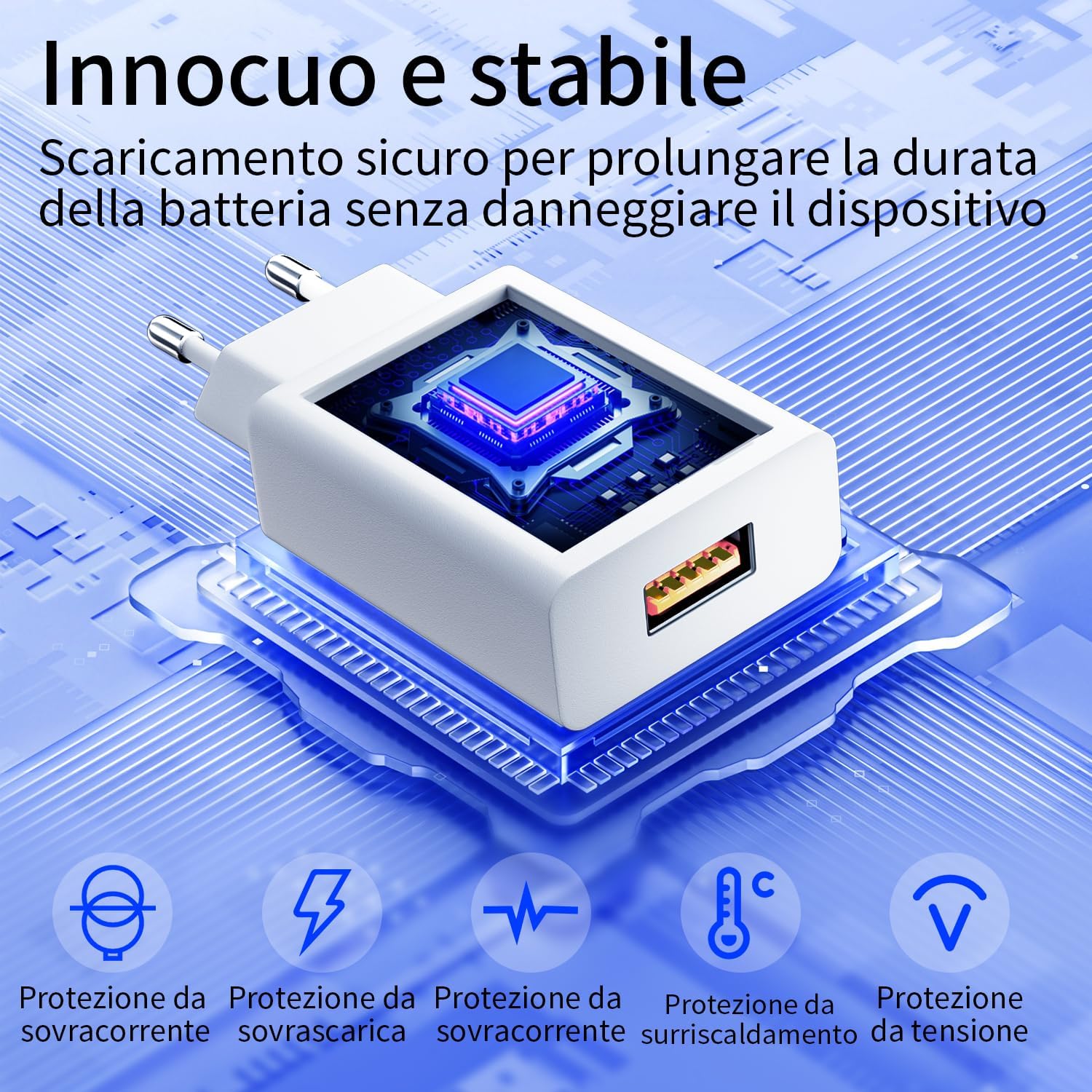 Caricatore Cellulare Rapido 18W USB Tipo C con Cavo 2m - immagine 7