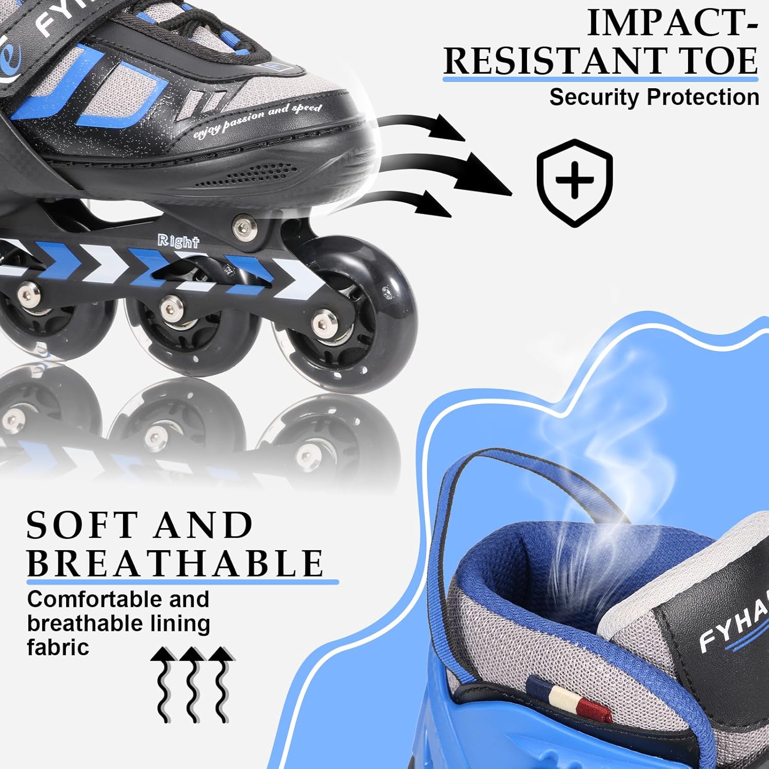 Pattini in Linea Regolabili per Bambini, Blu L (38-41 EU) - immagine 5