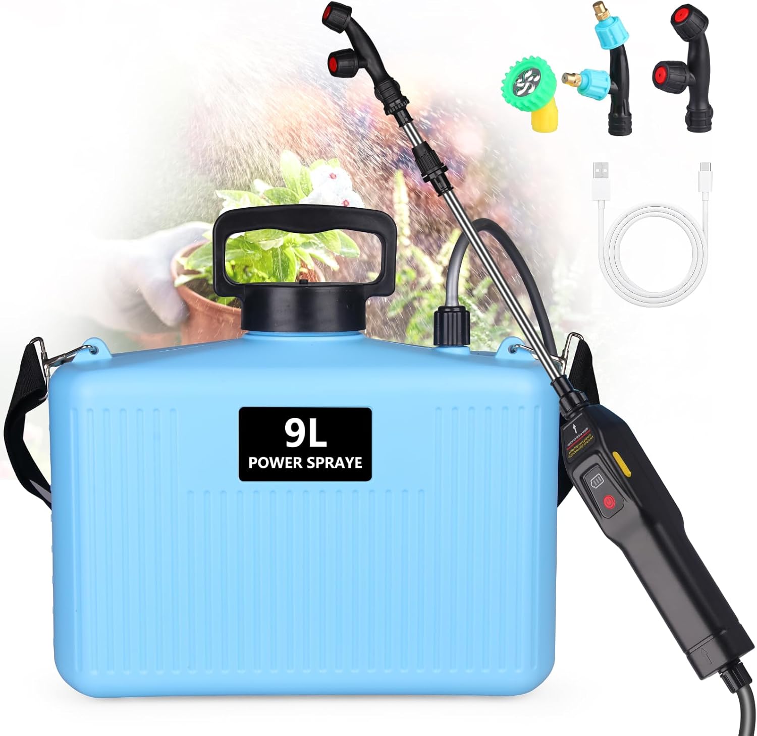 Spruzzatore Elettrico a Batteria 9L con 3 Ugelli