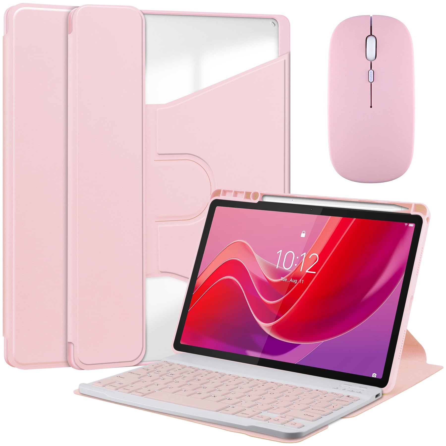 Bueuwe Custodia Tastiera per Lenovo Tab M11 11", Rosa