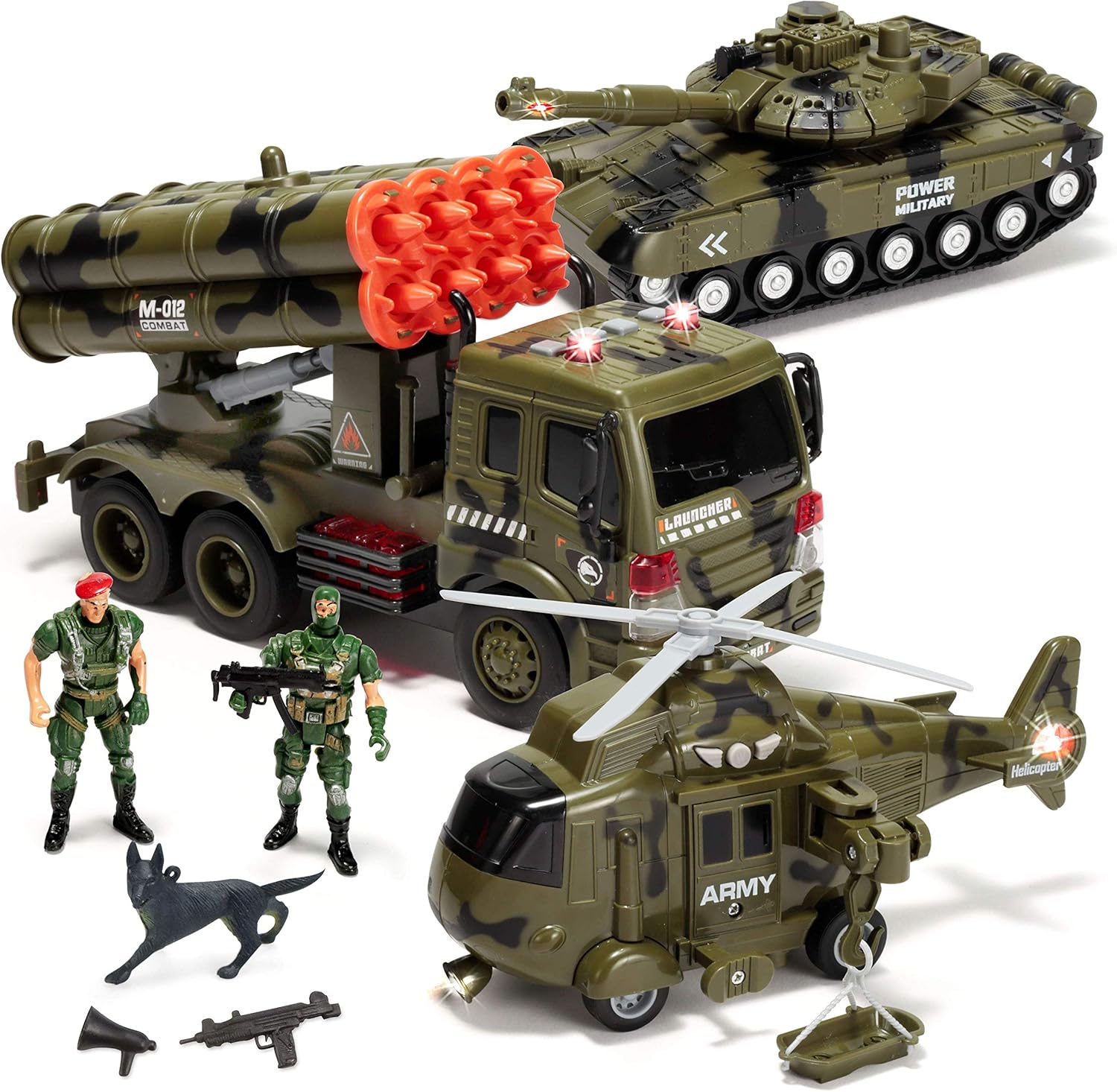 JOYIN 3 in 1 Veicoli Militari con Sirena e Action Figure - immagine 1