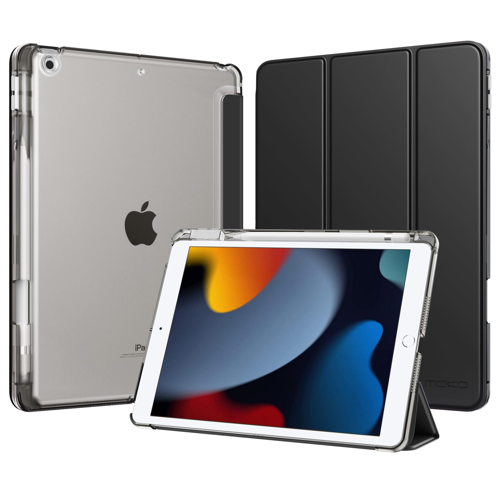 Moko Cover per iPad 9a/8a/7a Gen 10,2 Pollici, Nero